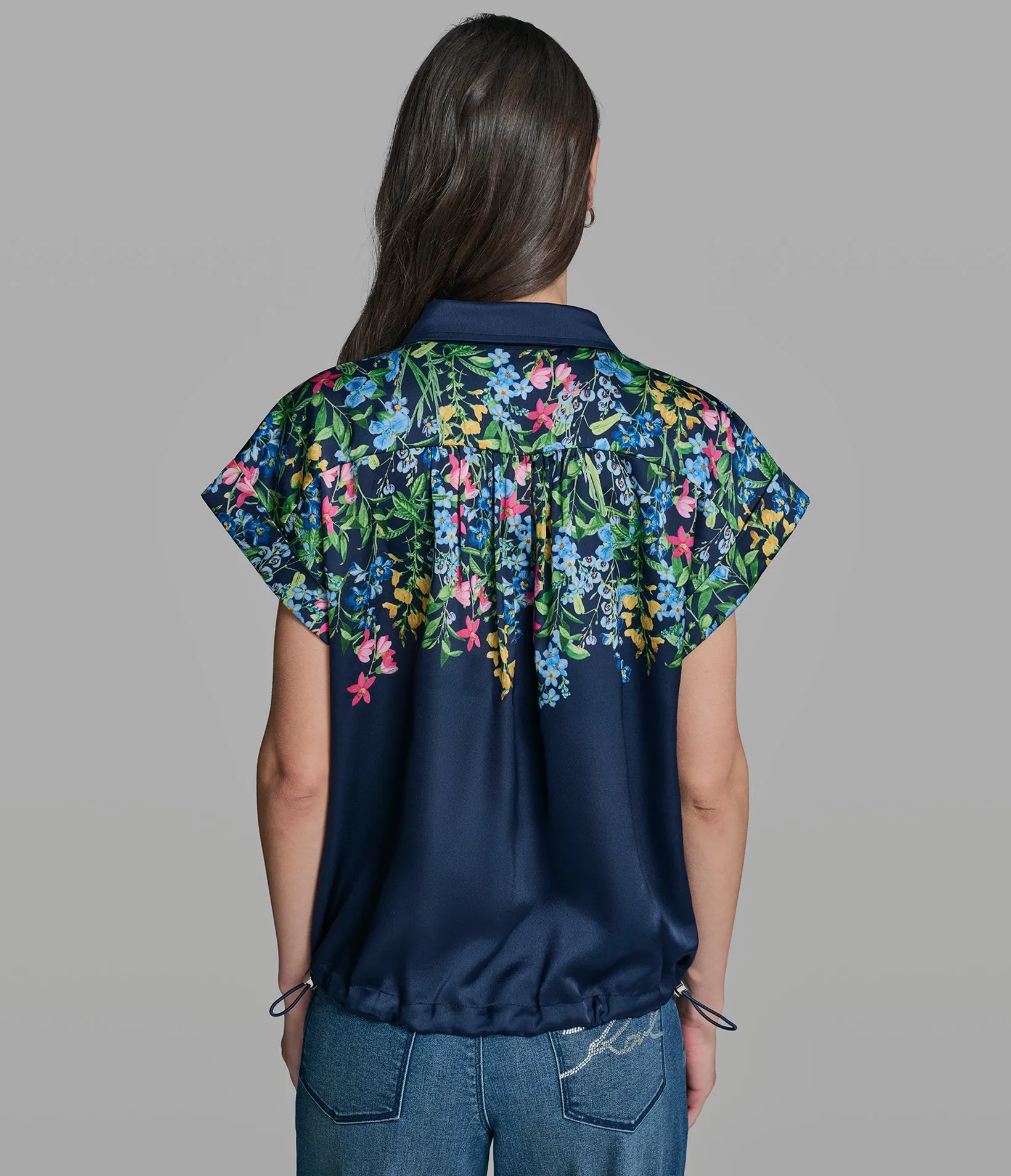 FLORAL PRINT BUNGEE HEM TOP sold by Karl Lagerfeld Paris product image thumbnail 2