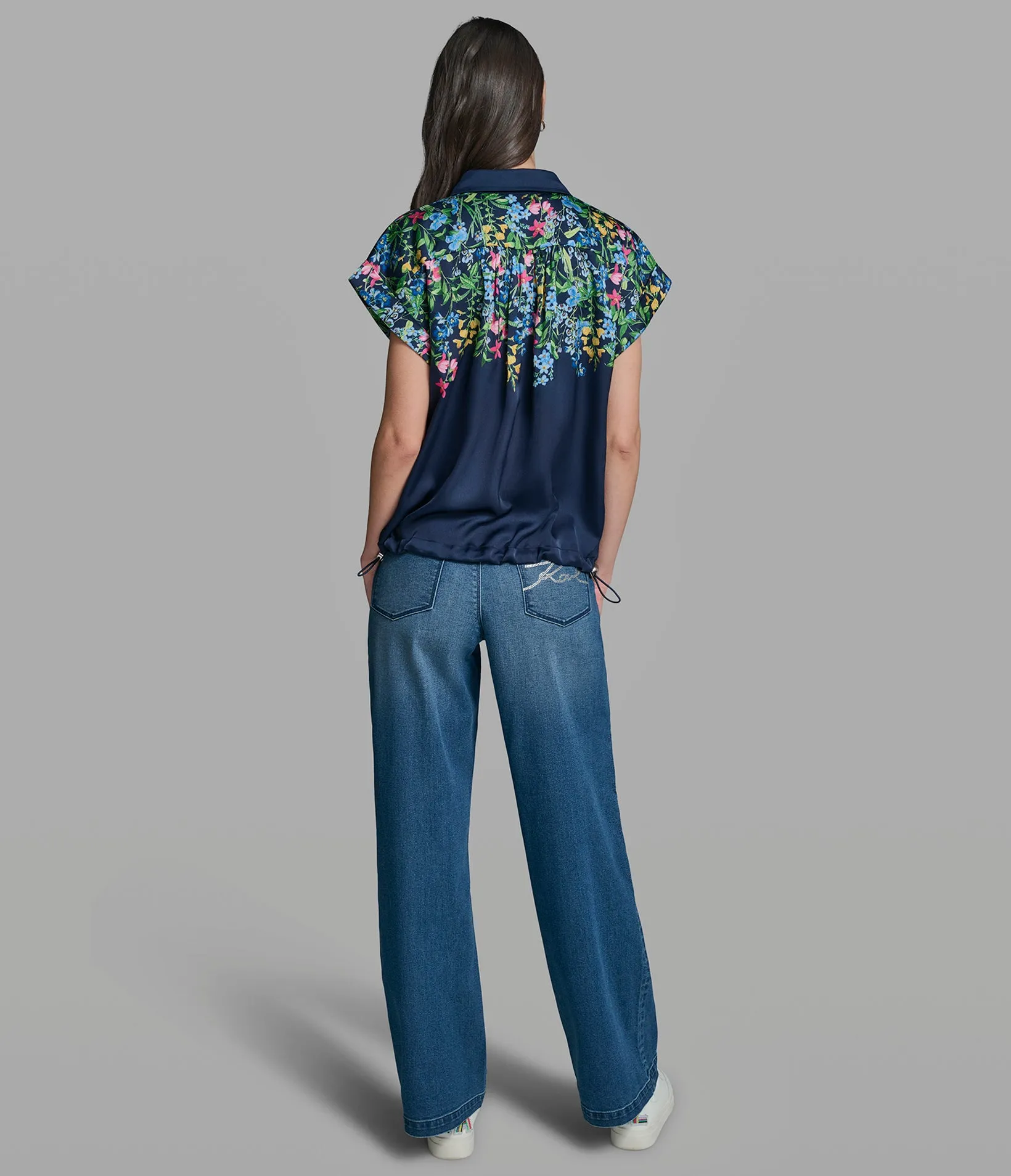 FLORAL PRINT BUNGEE HEM TOP sold by Karl Lagerfeld Paris product image thumbnail 5