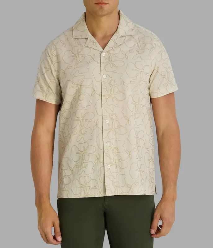 EMBROIDERED FLORAL CAMP COLLAR SHIRT made by Karl Lagerfeld Paris