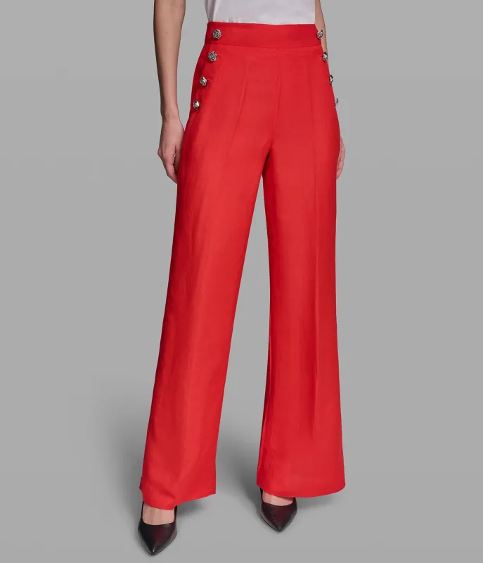 LINEN SAILOR BUTTON PANT made by Karl Lagerfeld Paris
