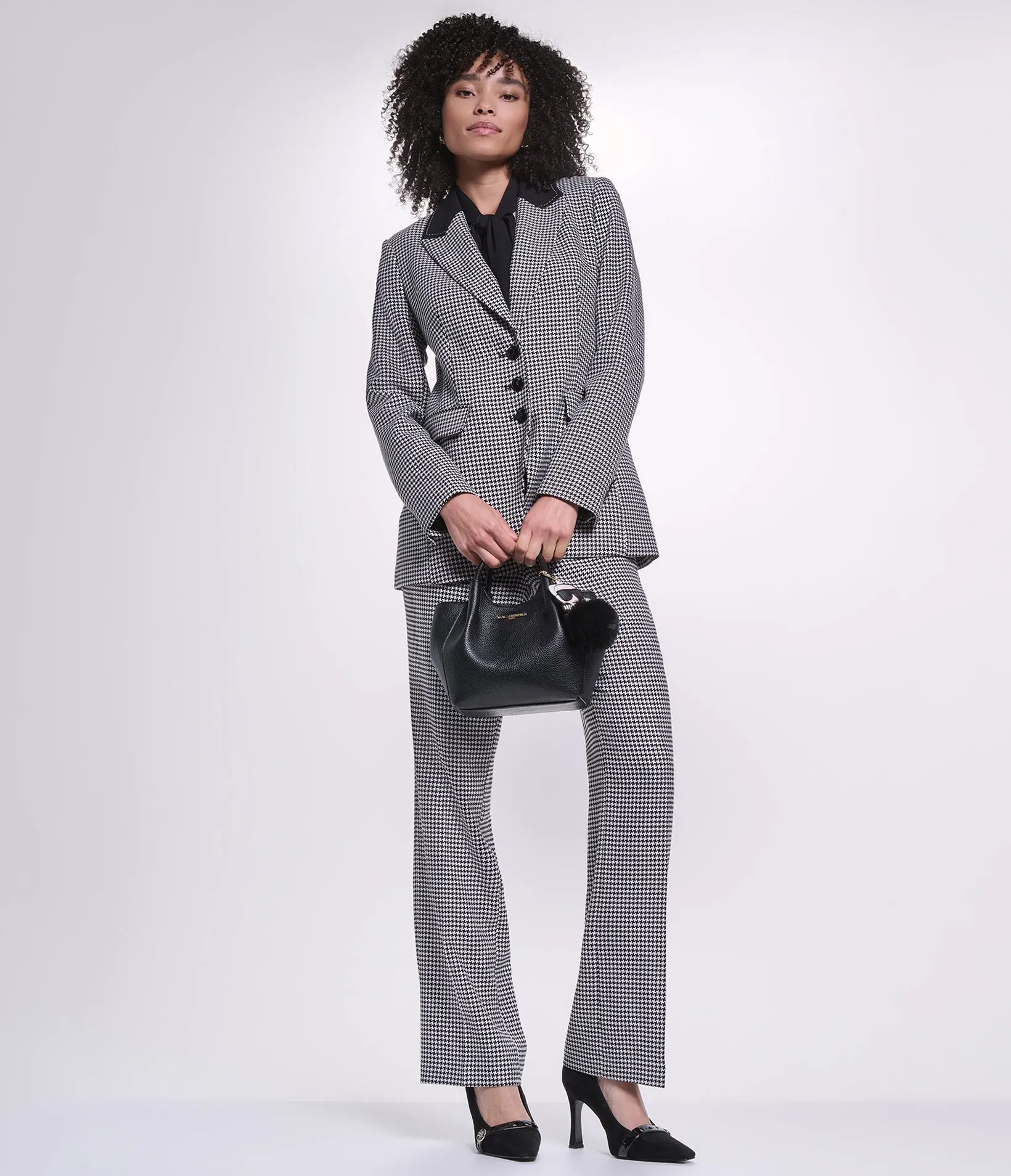 HOUNDSTOOTH CONTRAST LAPEL BLAZER sold by Karl Lagerfeld Paris