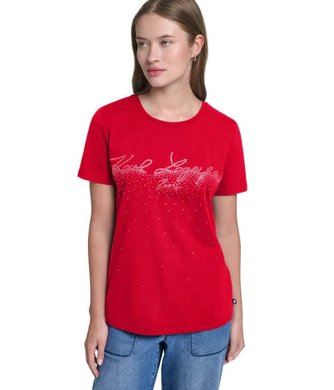 RHINESTONE LOGO TEE made by Karl Lagerfeld Paris