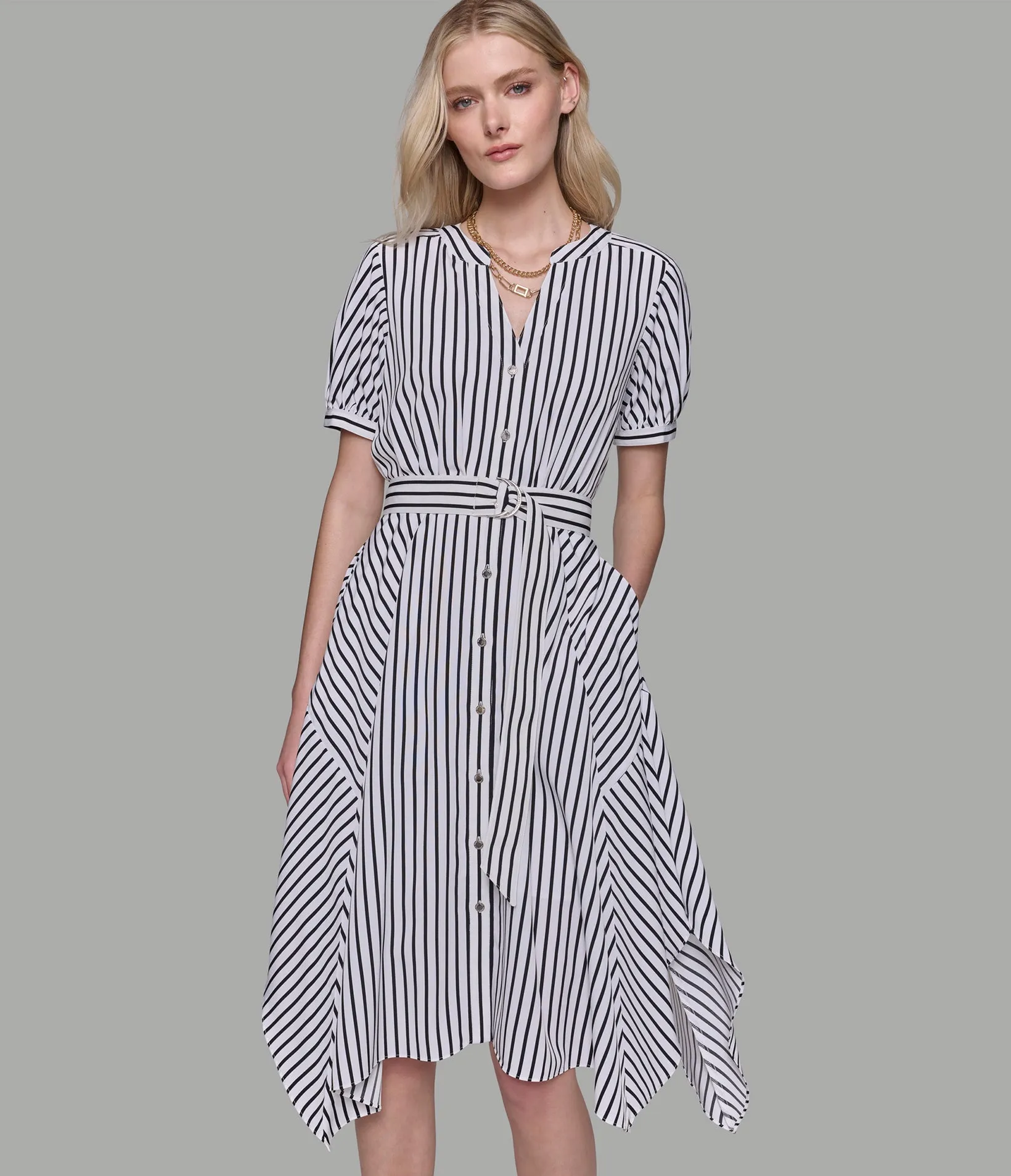 HANKY HEM MIDI SHIRT DRESS sold by Karl Lagerfeld Paris product image thumbnail 4