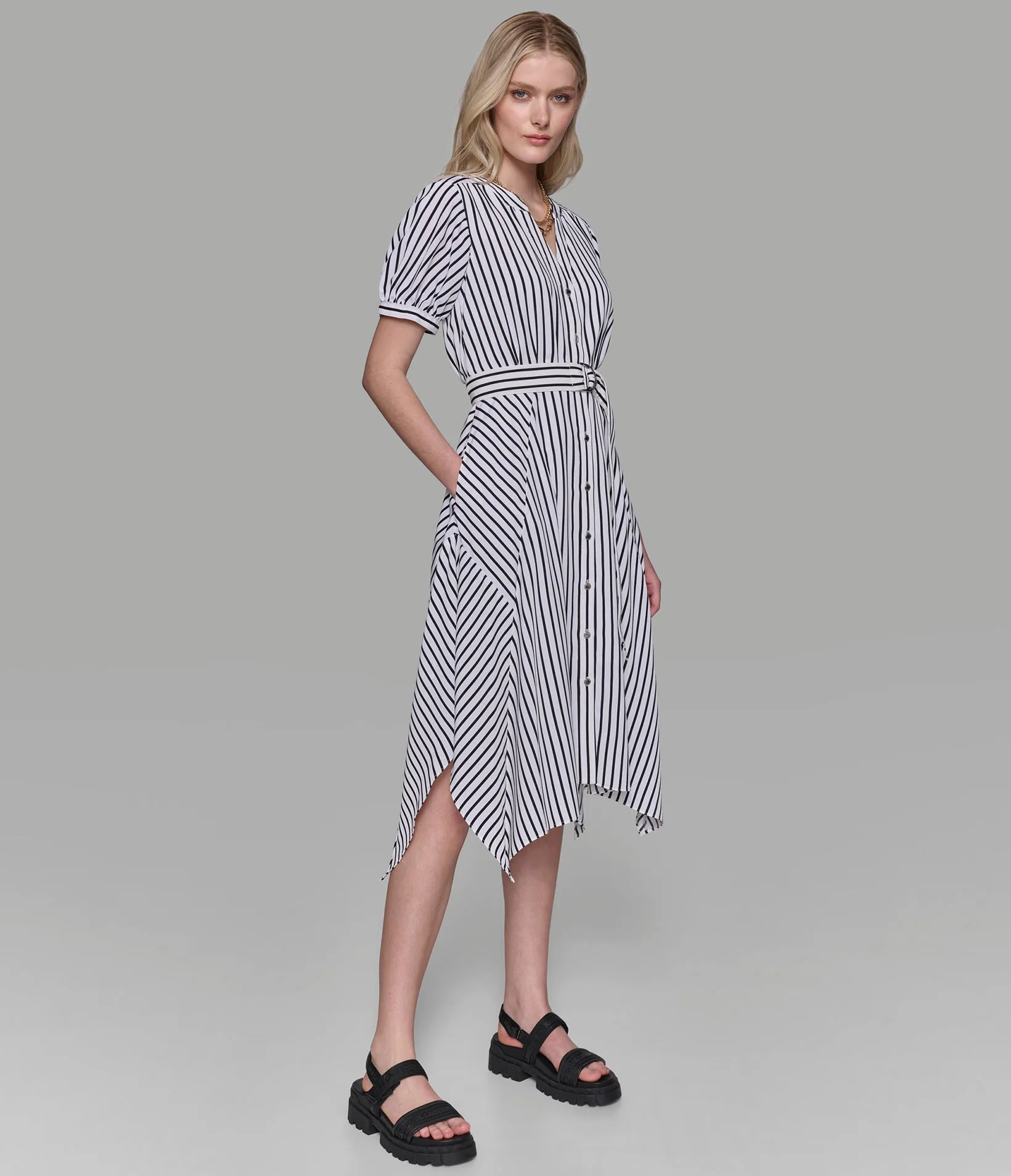 HANKY HEM MIDI SHIRT DRESS sold by Karl Lagerfeld Paris product image thumbnail 3