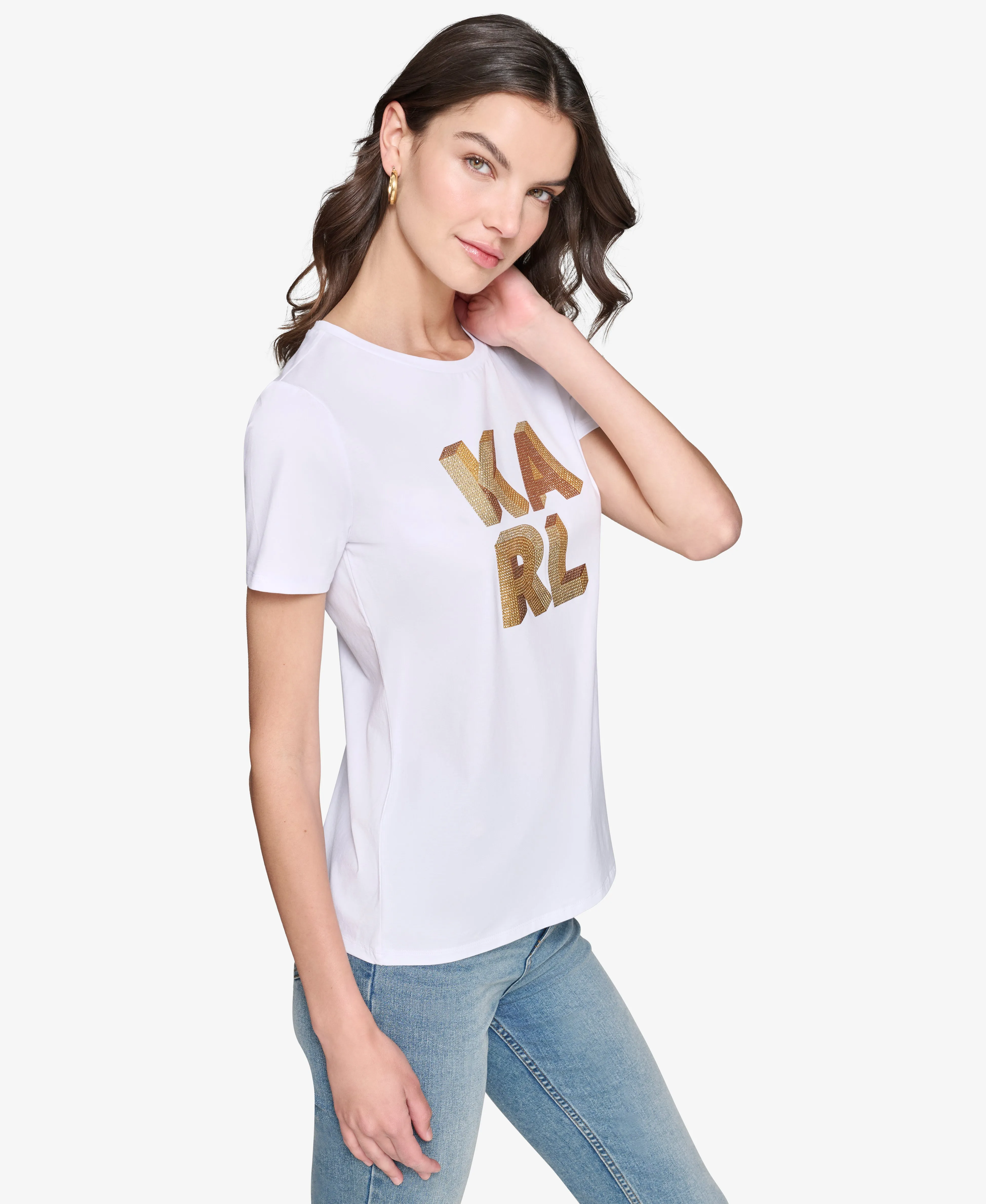 LUXE KARL SEQUIN LOGO TEE sold by Karl Lagerfeld Paris product image thumbnail 3