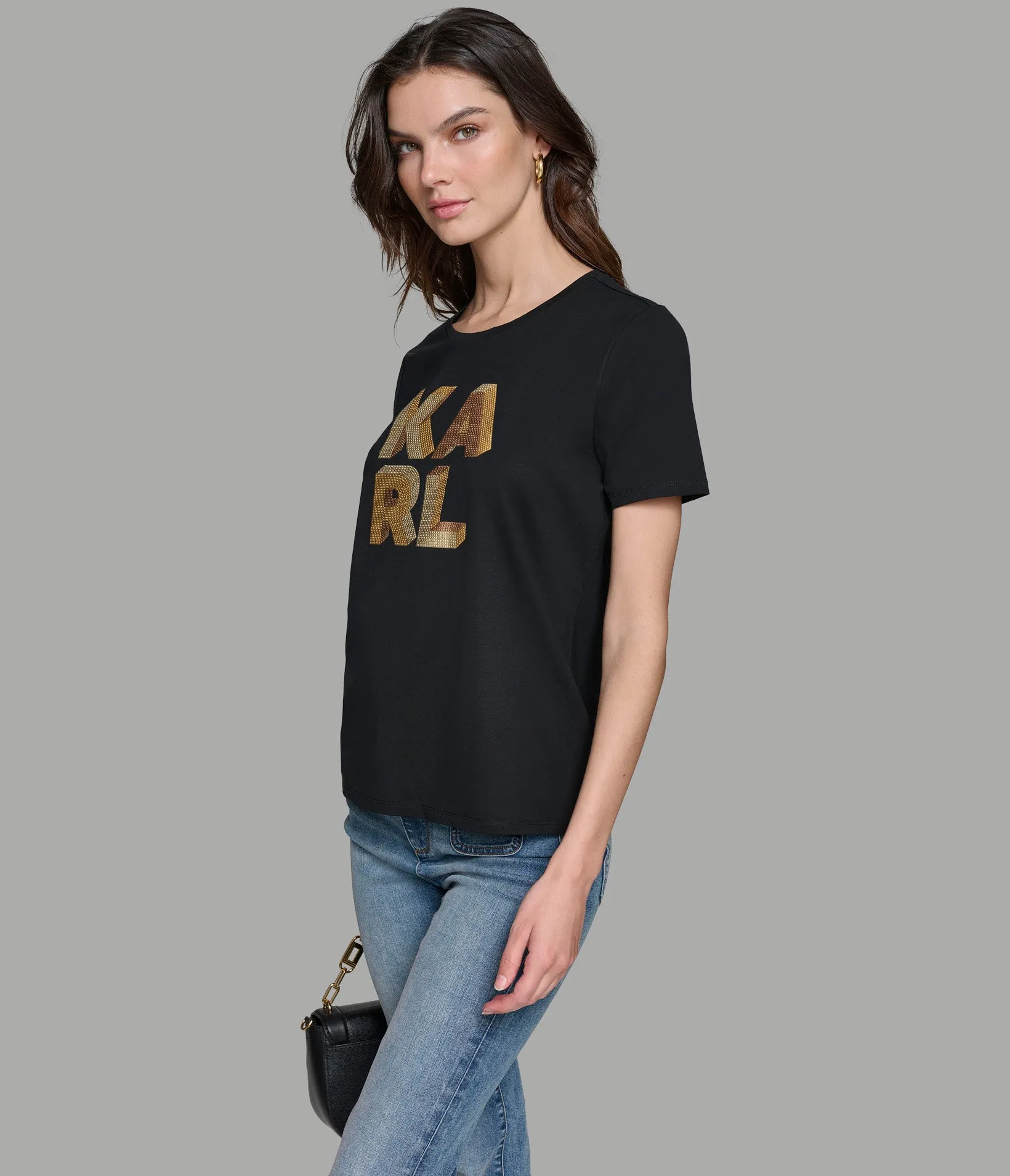 LUXE KARL SEQUIN LOGO TEE sold by Karl Lagerfeld Paris product image thumbnail 3