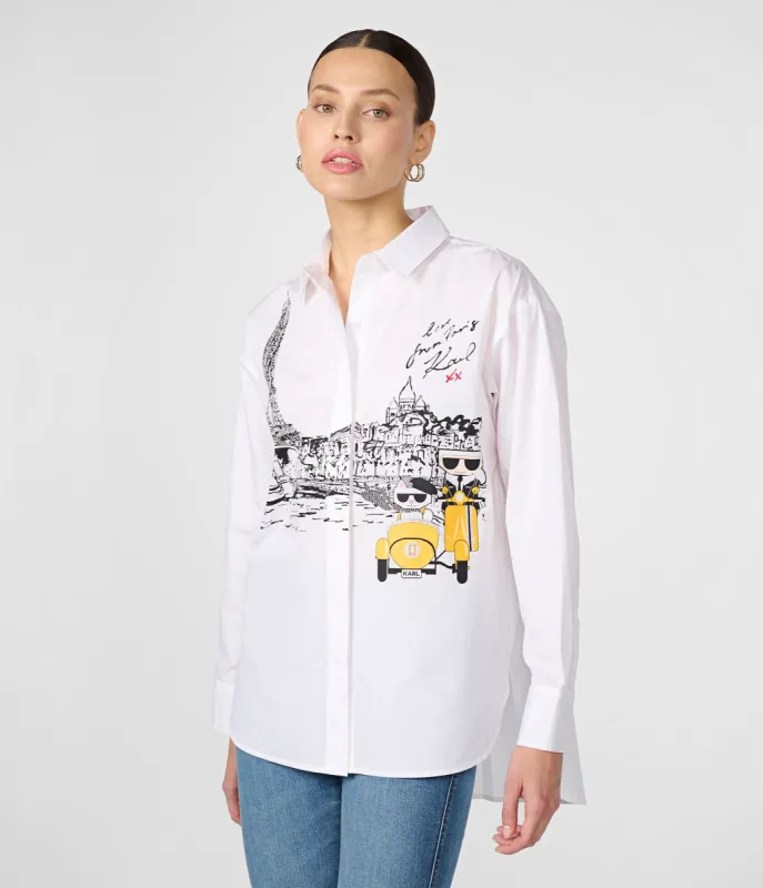 KARL & CHOUPETTE VESPA WHITE SHIRT sold by Karl Lagerfeld Paris
