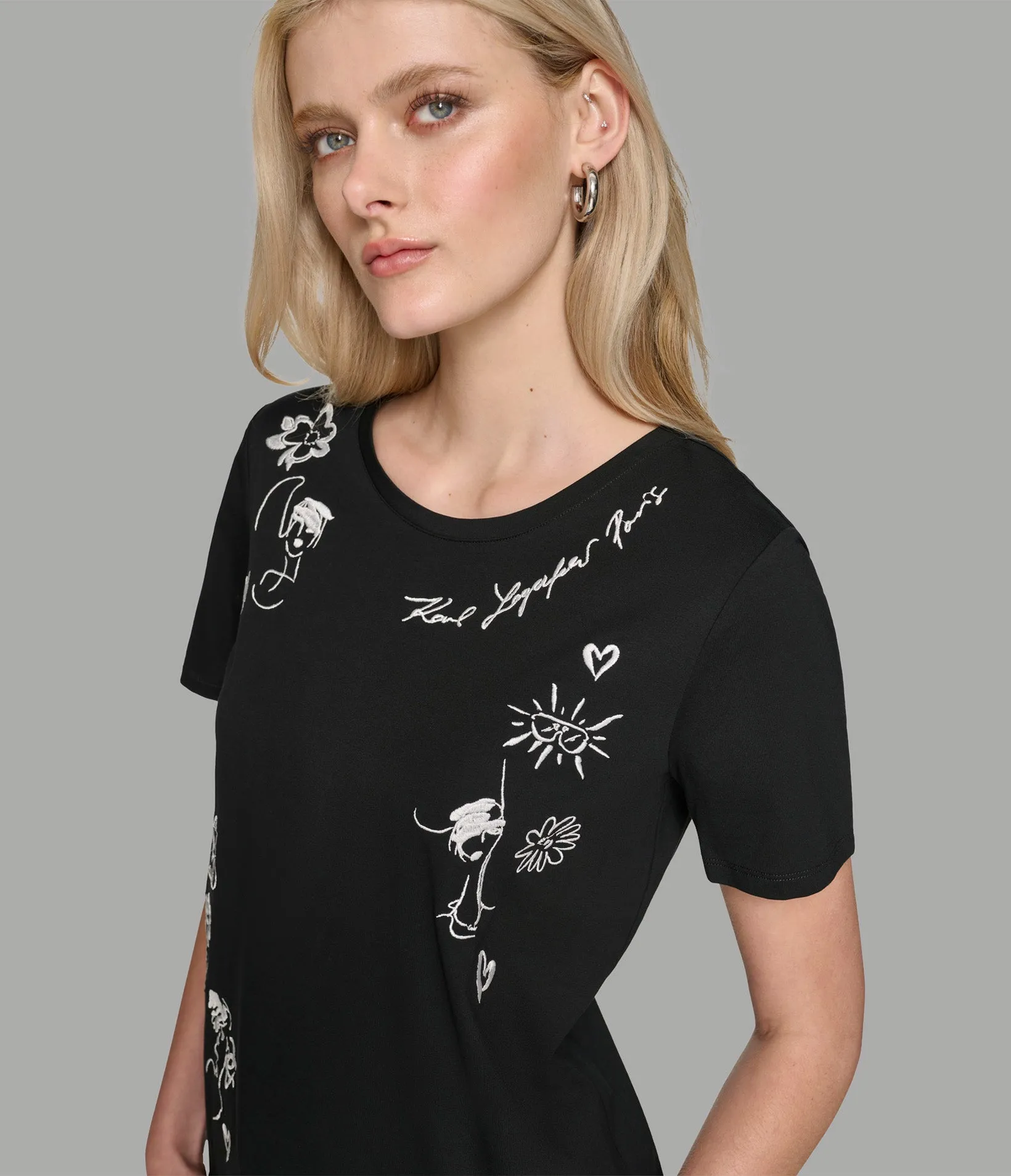 LUXE WHIMSY SKETCH TEE sold by Karl Lagerfeld Paris product image thumbnail 4