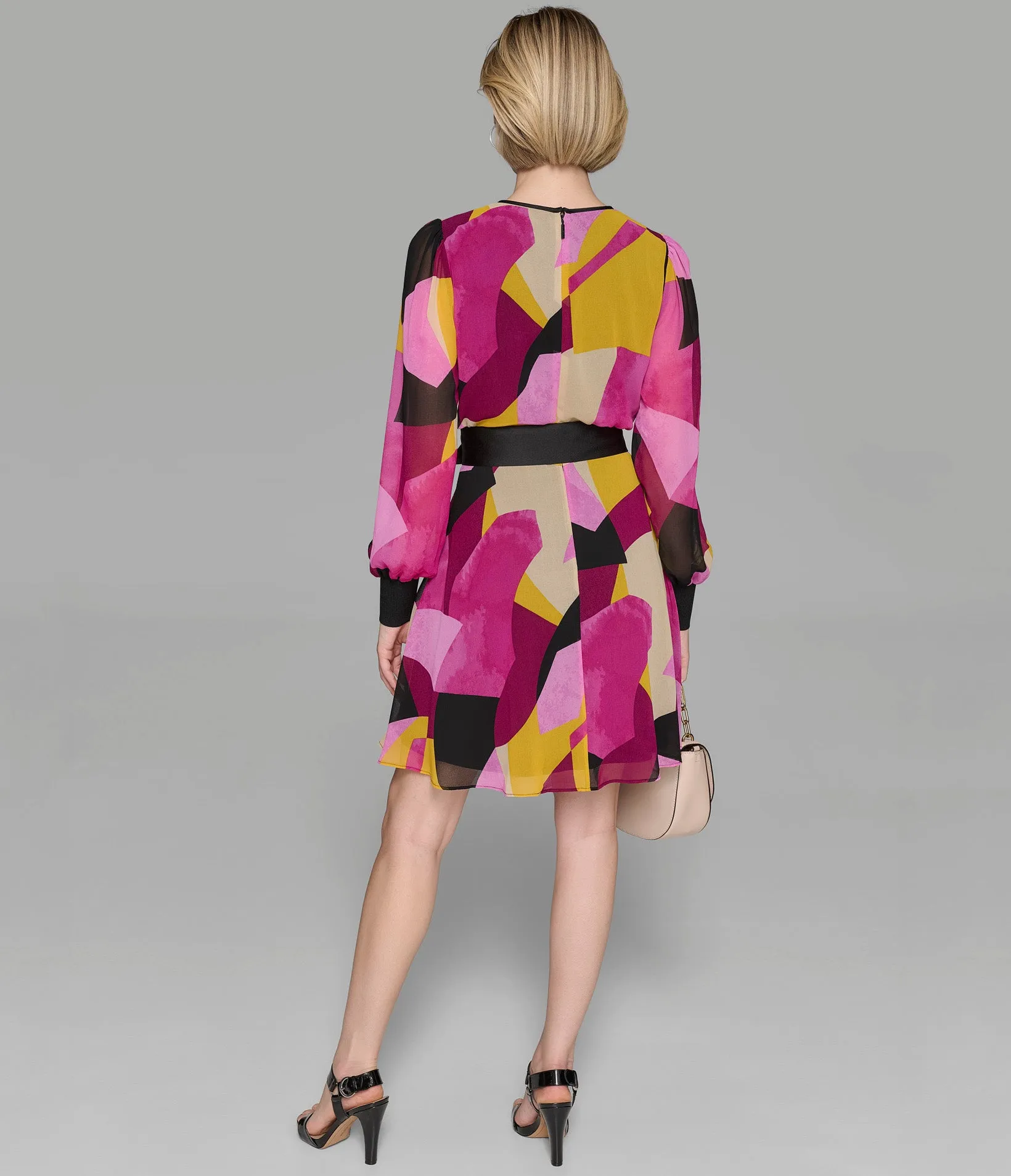 BELTED CHIFFON PRINTED DRESS sold by Karl Lagerfeld Paris product image thumbnail 2