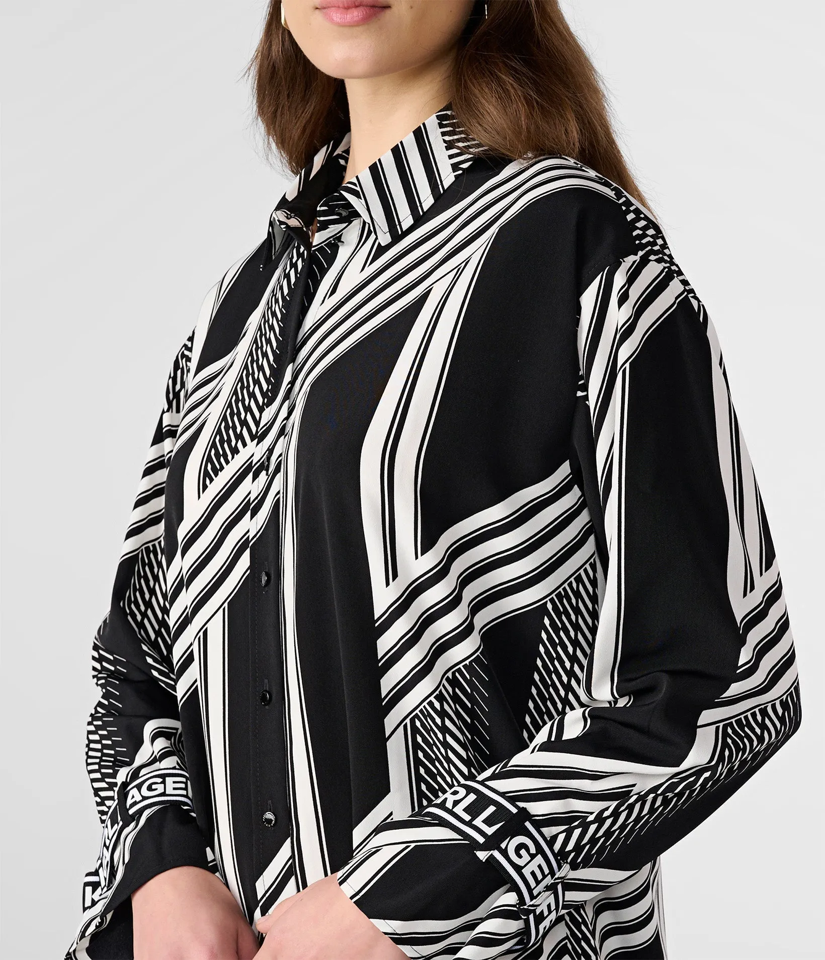 PRINTED SILKY CREPE SHIRT DRESS sold by Karl Lagerfeld Paris product image thumbnail 3