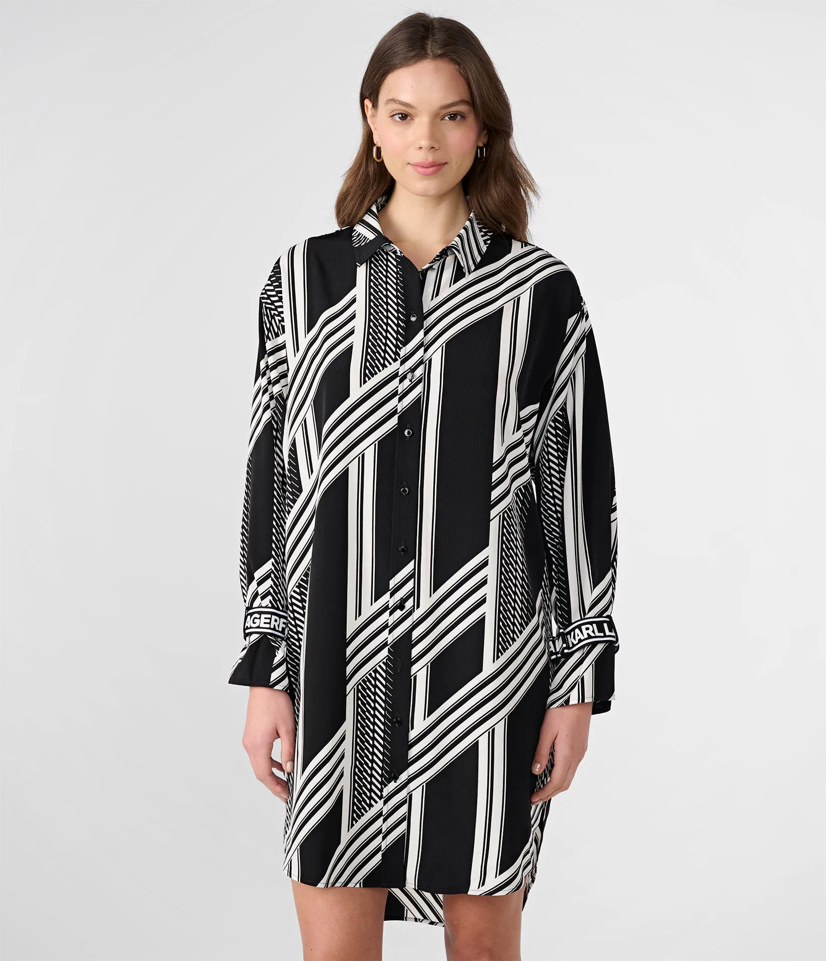 PRINTED SILKY CREPE SHIRT DRESS sold by Karl Lagerfeld Paris