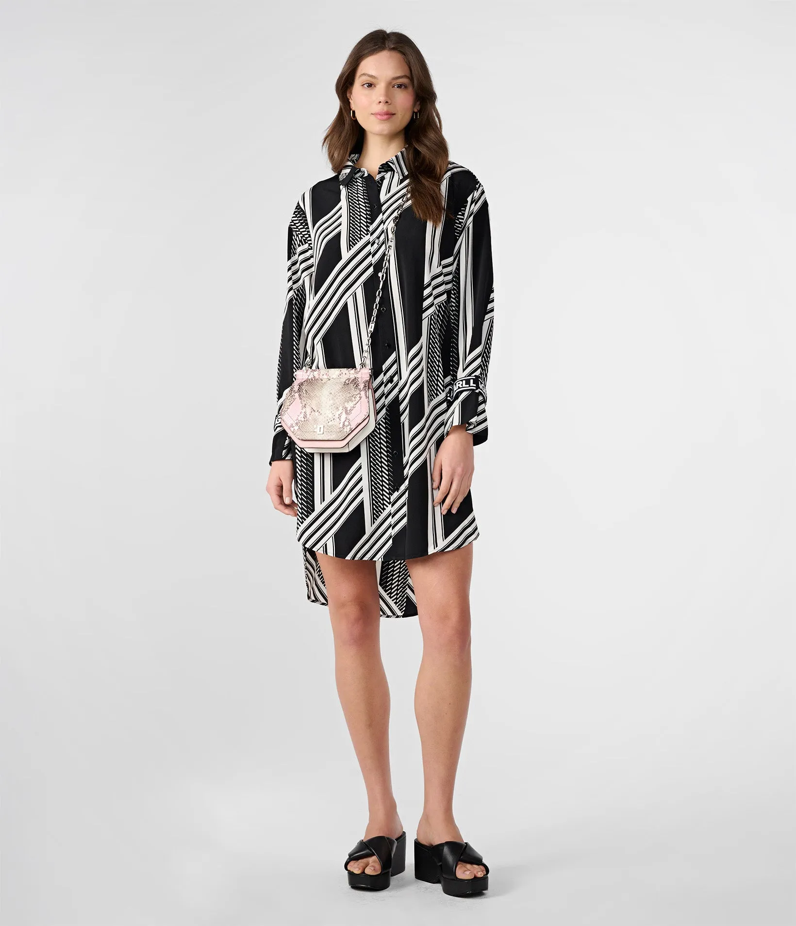 PRINTED SILKY CREPE SHIRT DRESS sold by Karl Lagerfeld Paris product image thumbnail 4