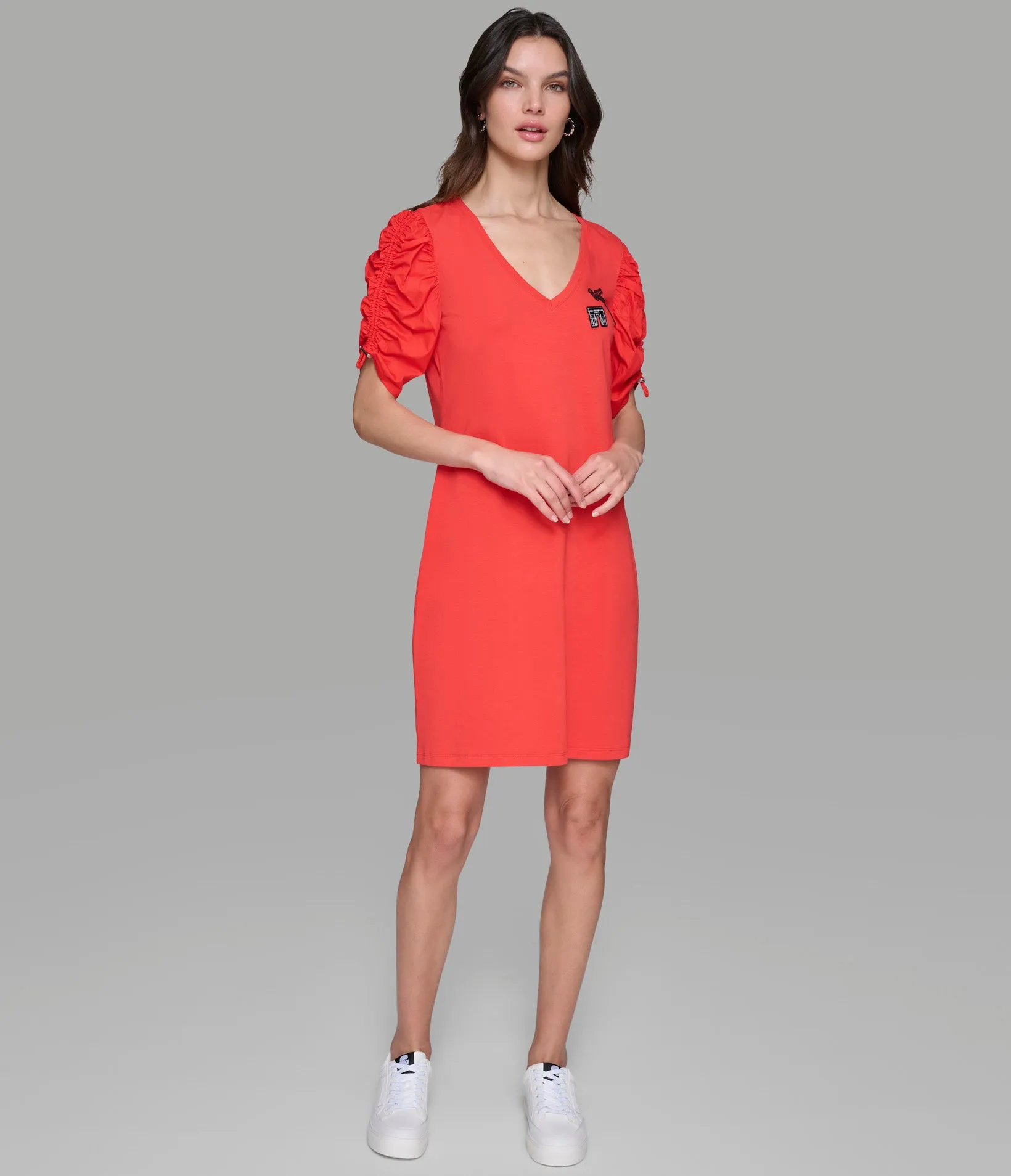 BUNGEE SLEEVE TEE DRESS WITH PINS sold by Karl Lagerfeld Paris product image thumbnail 3