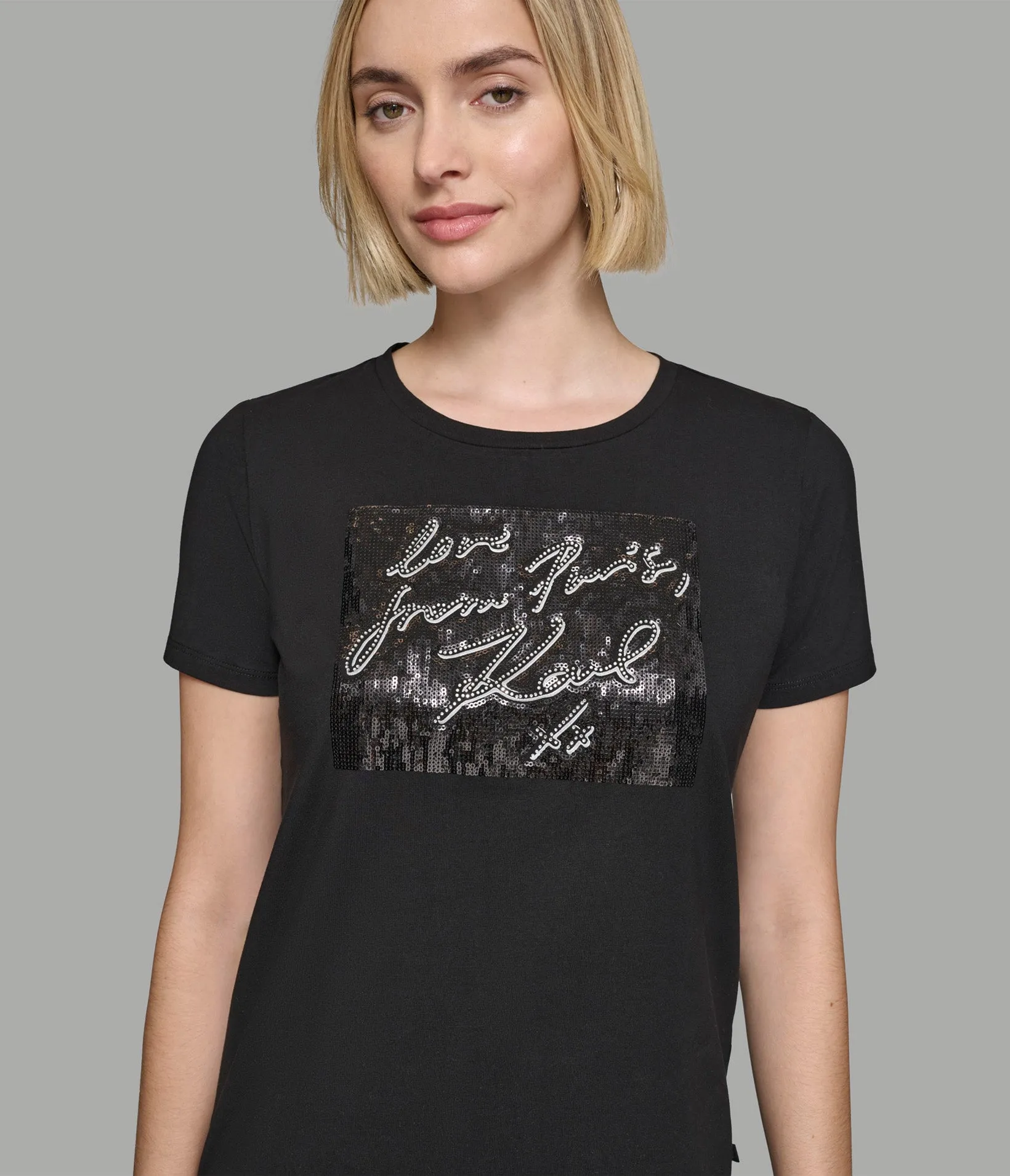 LUXE SPARKLE SCRIPT TEE sold by Karl Lagerfeld Paris product image thumbnail 5