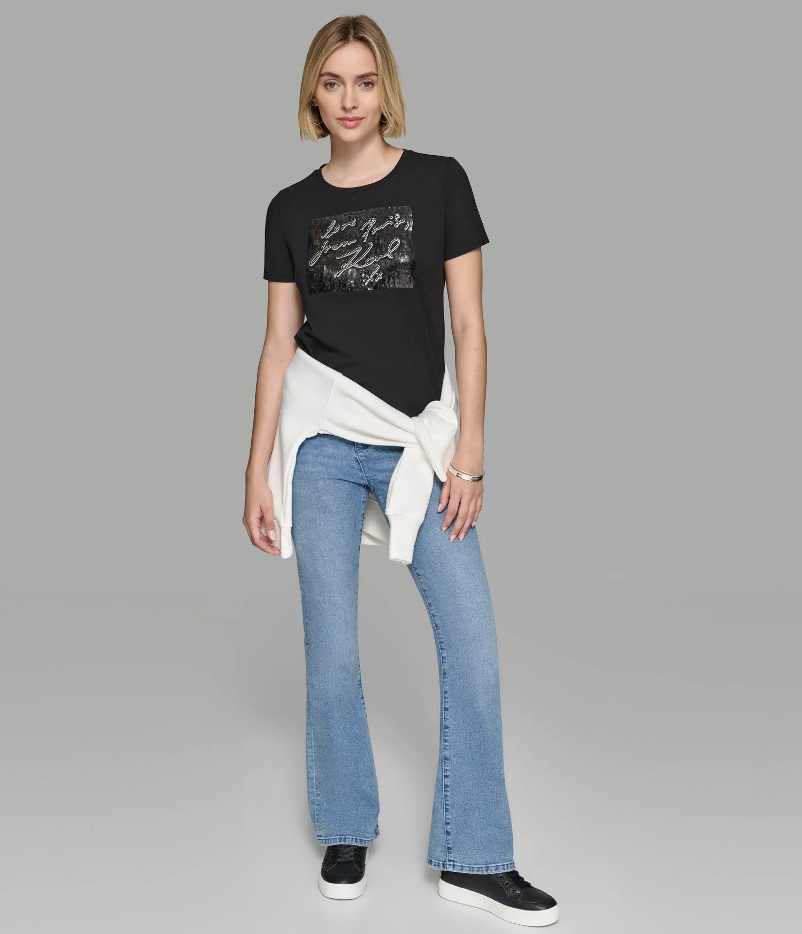 LUXE SPARKLE SCRIPT TEE sold by Karl Lagerfeld Paris product image thumbnail 4