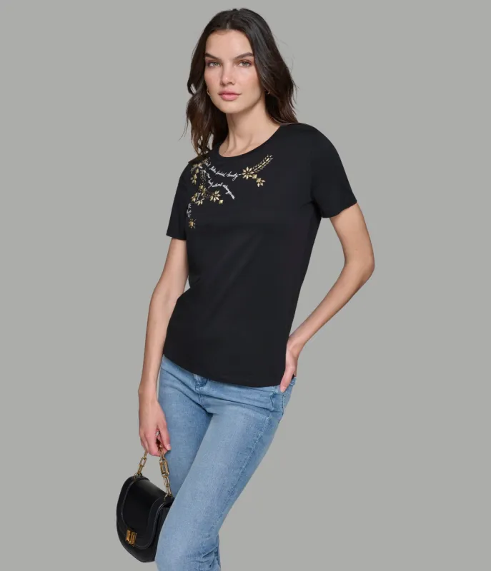 EMBELLISHED FLORAL TEE sold by Karl Lagerfeld Paris