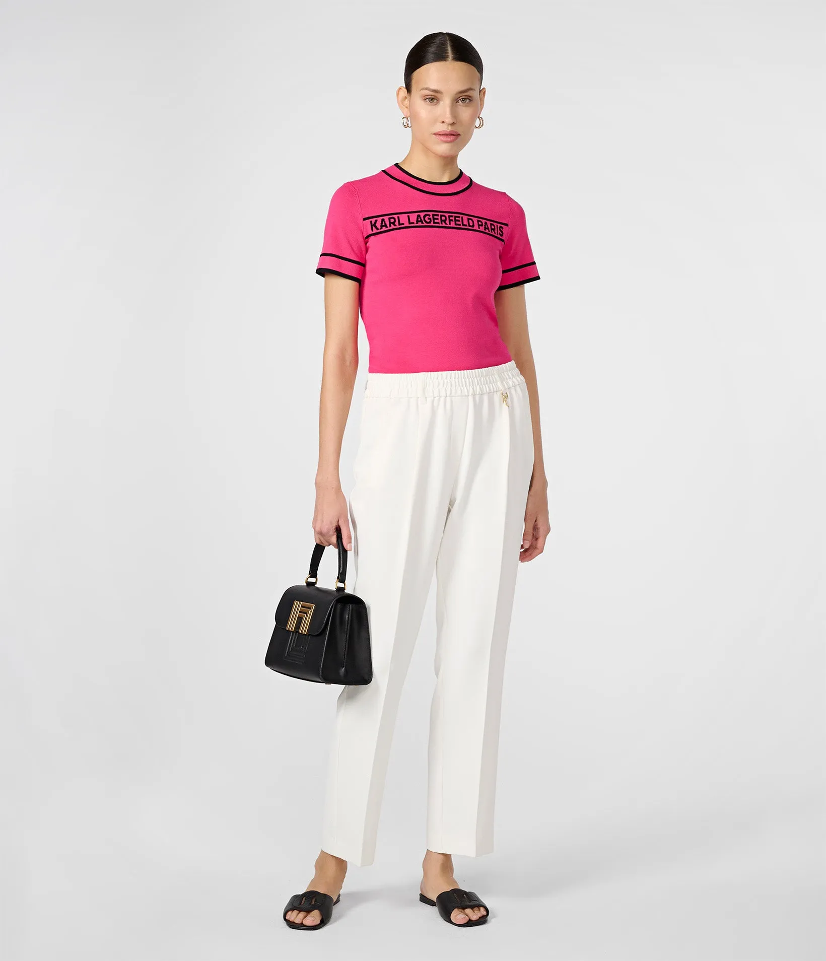 ELASTIC WAIST TAPERED PANT sold by Karl Lagerfeld Paris product image thumbnail 4