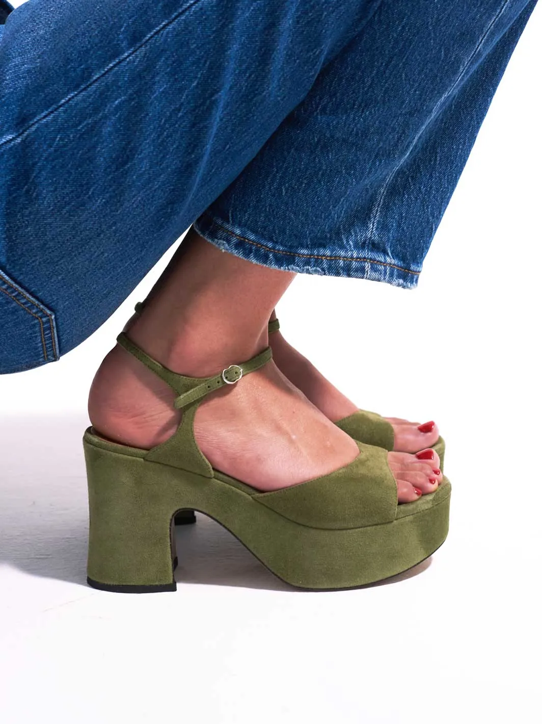 Laura Brown x Nomasei : DRIVER - Sandales - Camoscio Kaki sold by Nomasei product image thumbnail 2