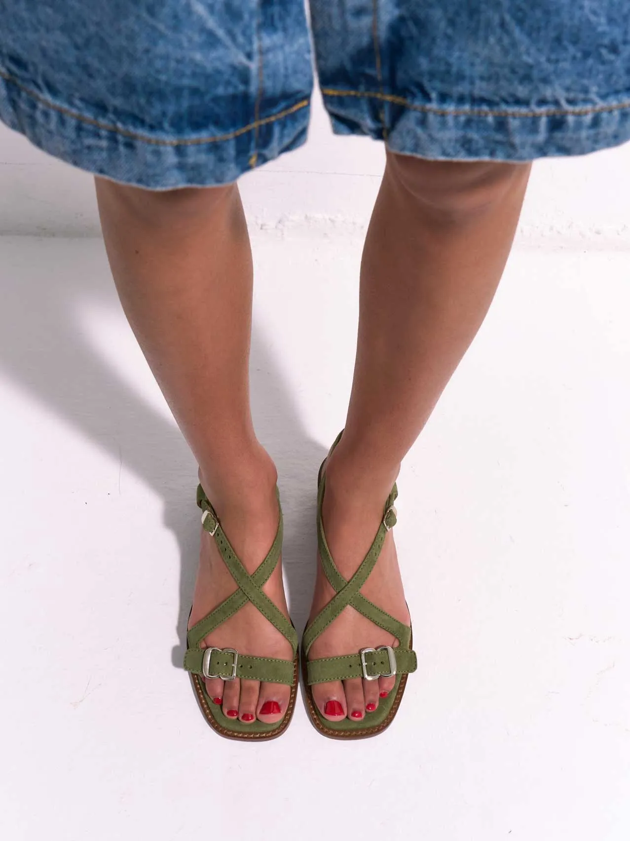 Laura Brown x Nomasei : ROMA - Sandales - Camoscio Kaki sold by Nomasei product image thumbnail 5