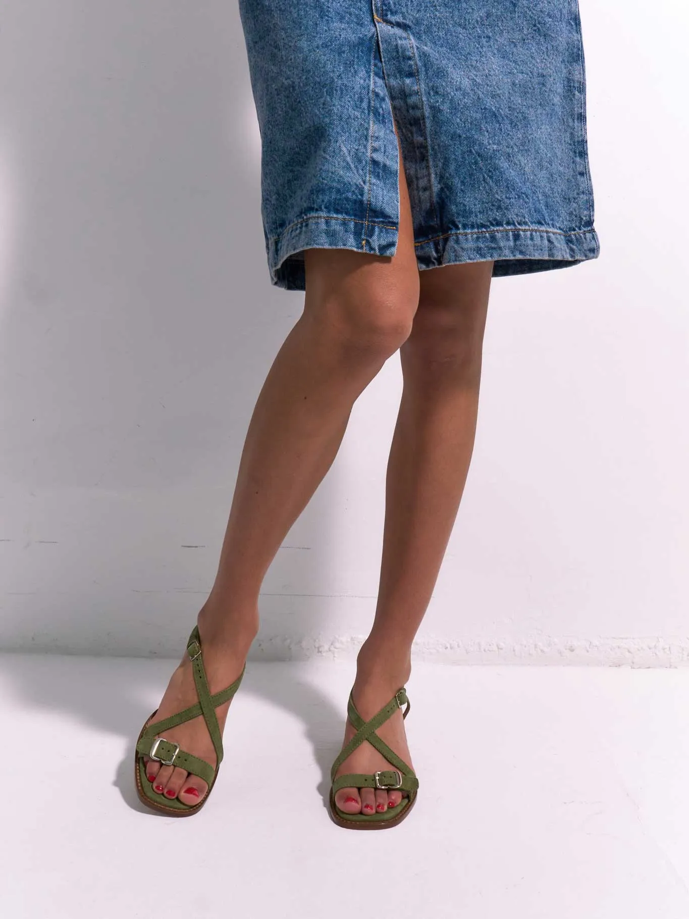 Laura Brown x Nomasei : ROMA - Sandales - Camoscio Kaki sold by Nomasei product image thumbnail 2