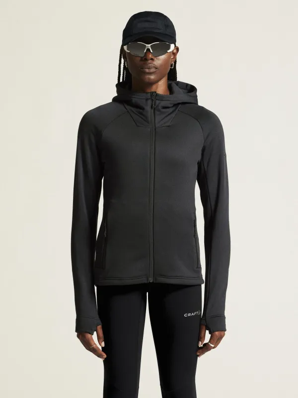 WOMEN'S ADV EXPLORE POWER FLEECE HOOD JACKET - Black sold by Craft Sportswear
