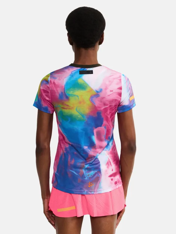 Women's PRO Hypervent Jaquard Running Tee - FUCHSIA/MULTI sold by Craft Sportswear