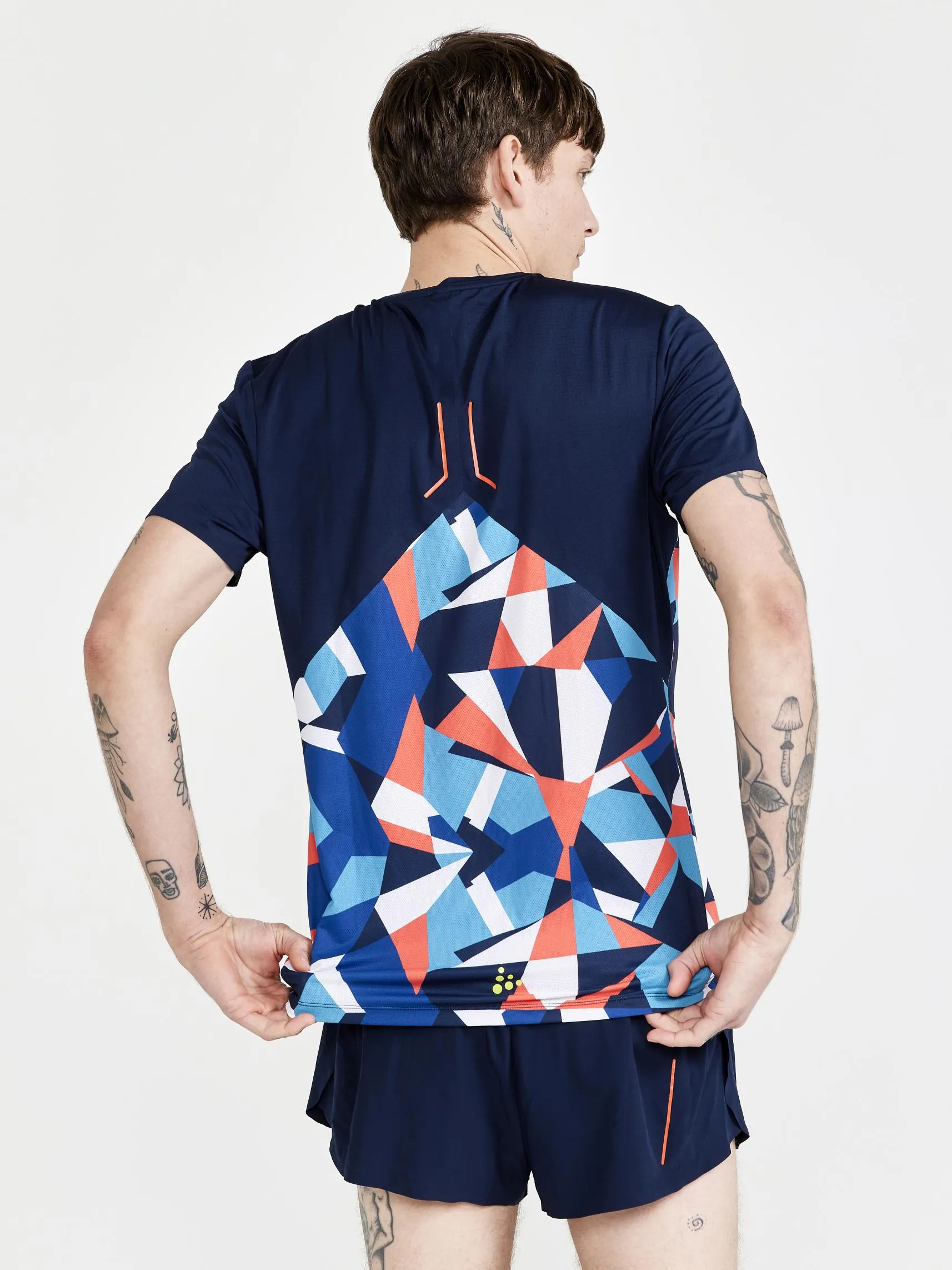 Men's PRO Dazzle Camo Running Tee - BLAZE/P DAZZLE CAMO sold by Craft Sportswear