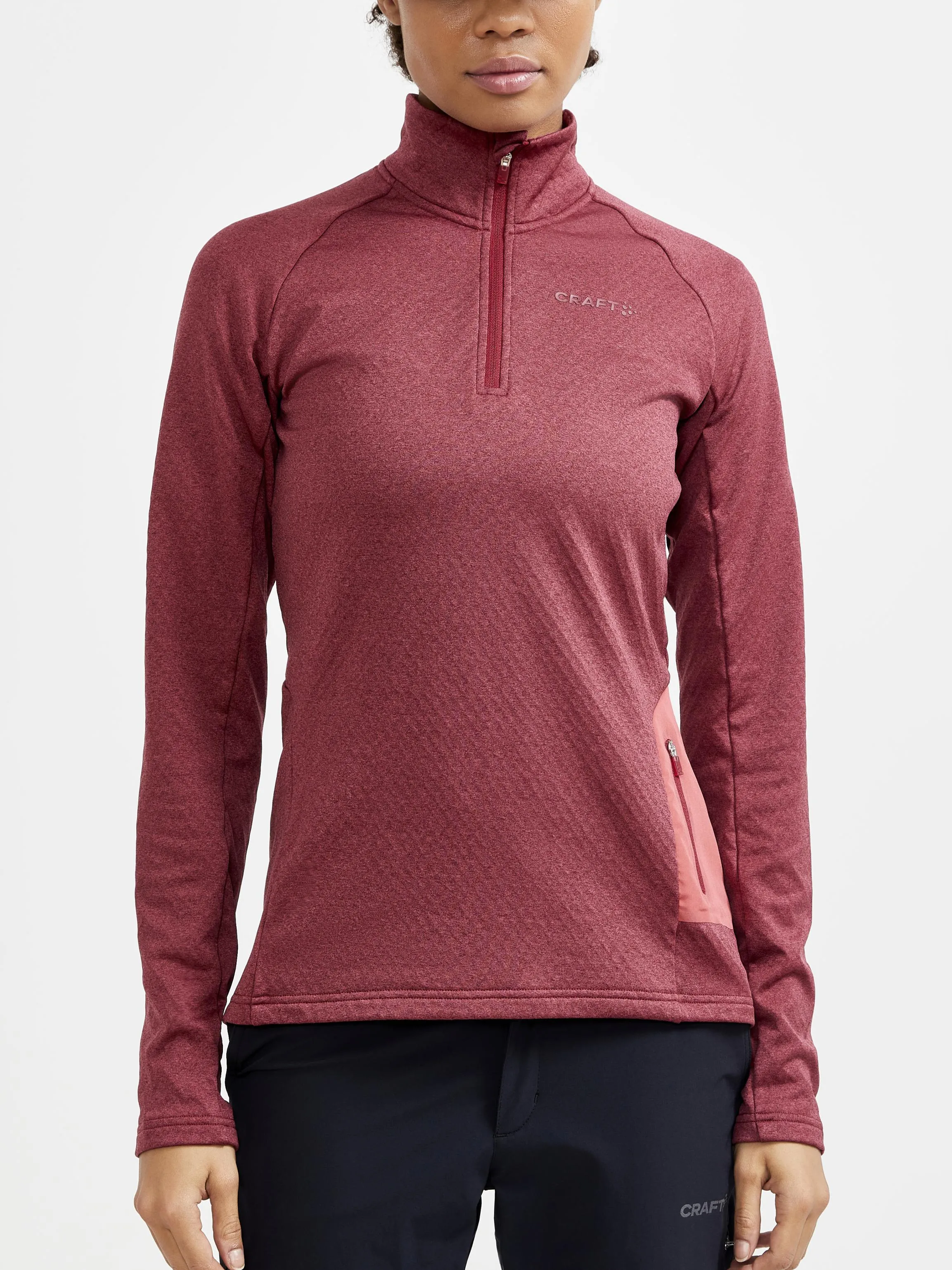 WOMEN'S CORE TRIM THERMAL MIDLAYER - RHUBARB MELANGE sold by Craft Sportswear