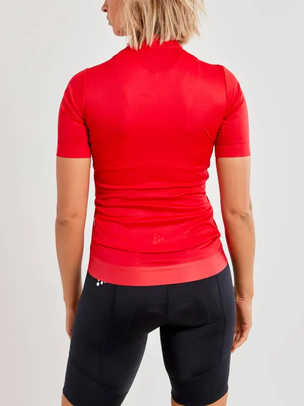 WOMEN'S ESSENCE CYCLING JERSEY  - BRIGHT RED sold by Craft Sportswear