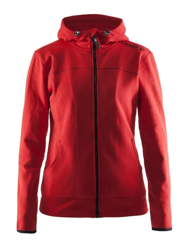 Women's Leisure Full Zip Hood  - BRIGHT RED/BLACK sold by Craft Sportswear