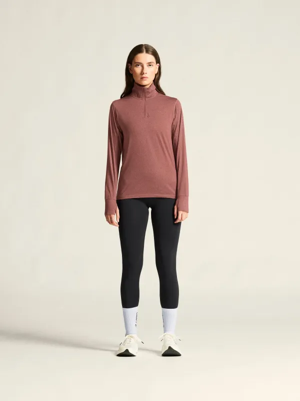 Women's Flow HZ LS - ROSE BROWN/MELANGE sold by Craft Sportswear