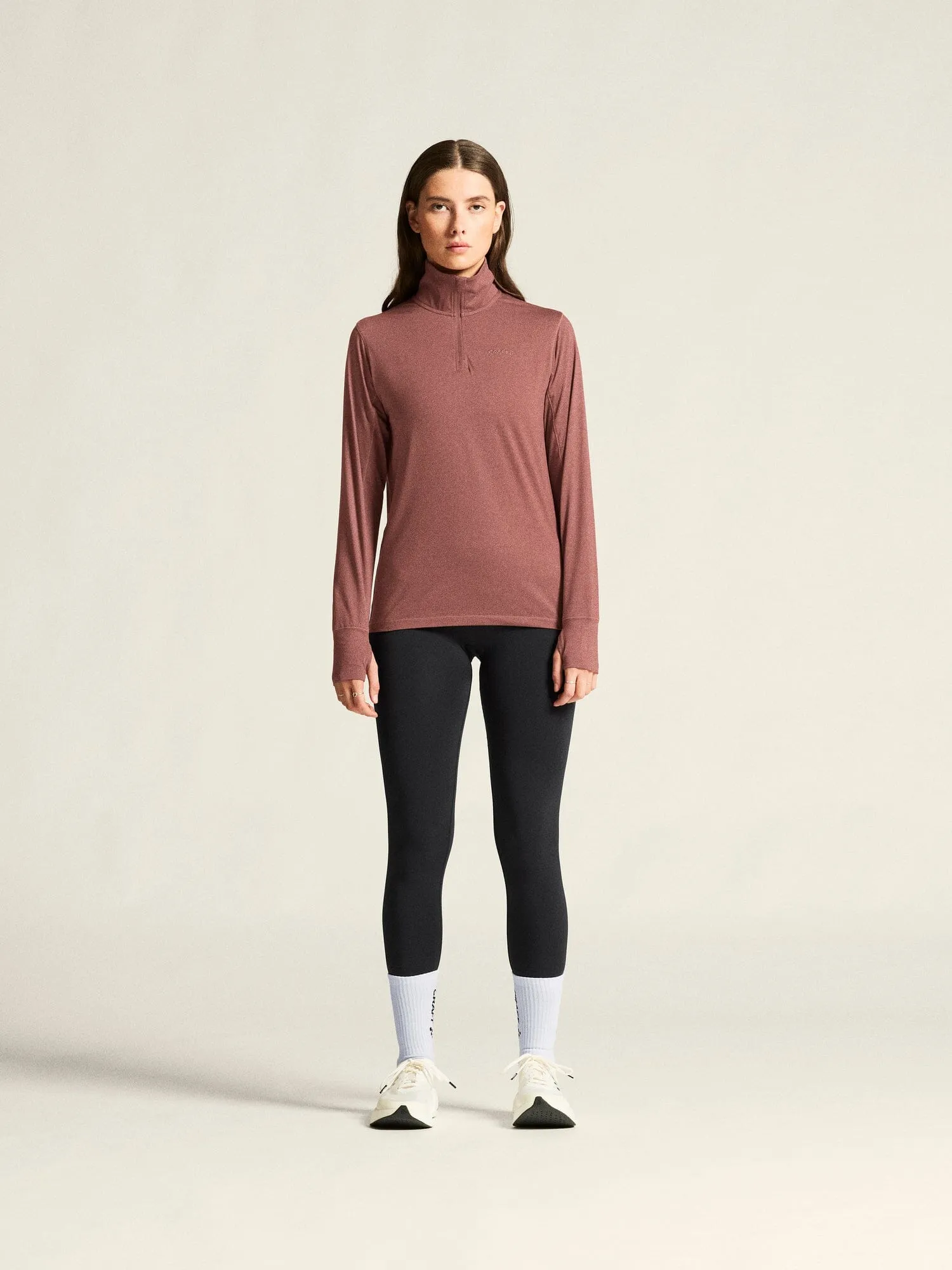 Women's Flow HZ LS - ROSE BROWN/MELANGE sold by Craft Sportswear