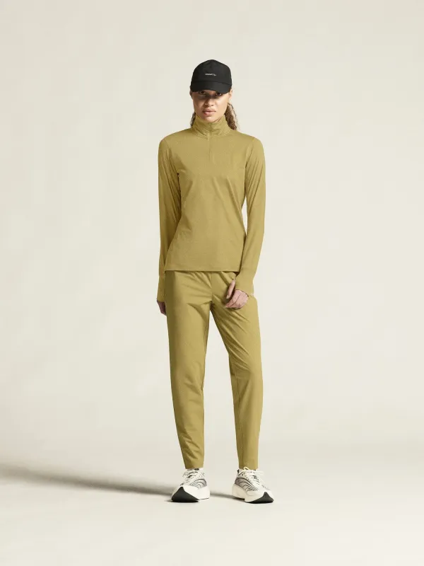 Women's Flow Half-Zip Longsleeve - KHAKI MELANGE made by Craft Sportswear