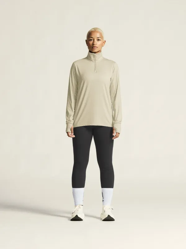 Women's Flow Half-Zip Longsleeve - PLASTER-MELANGE made by Craft Sportswear