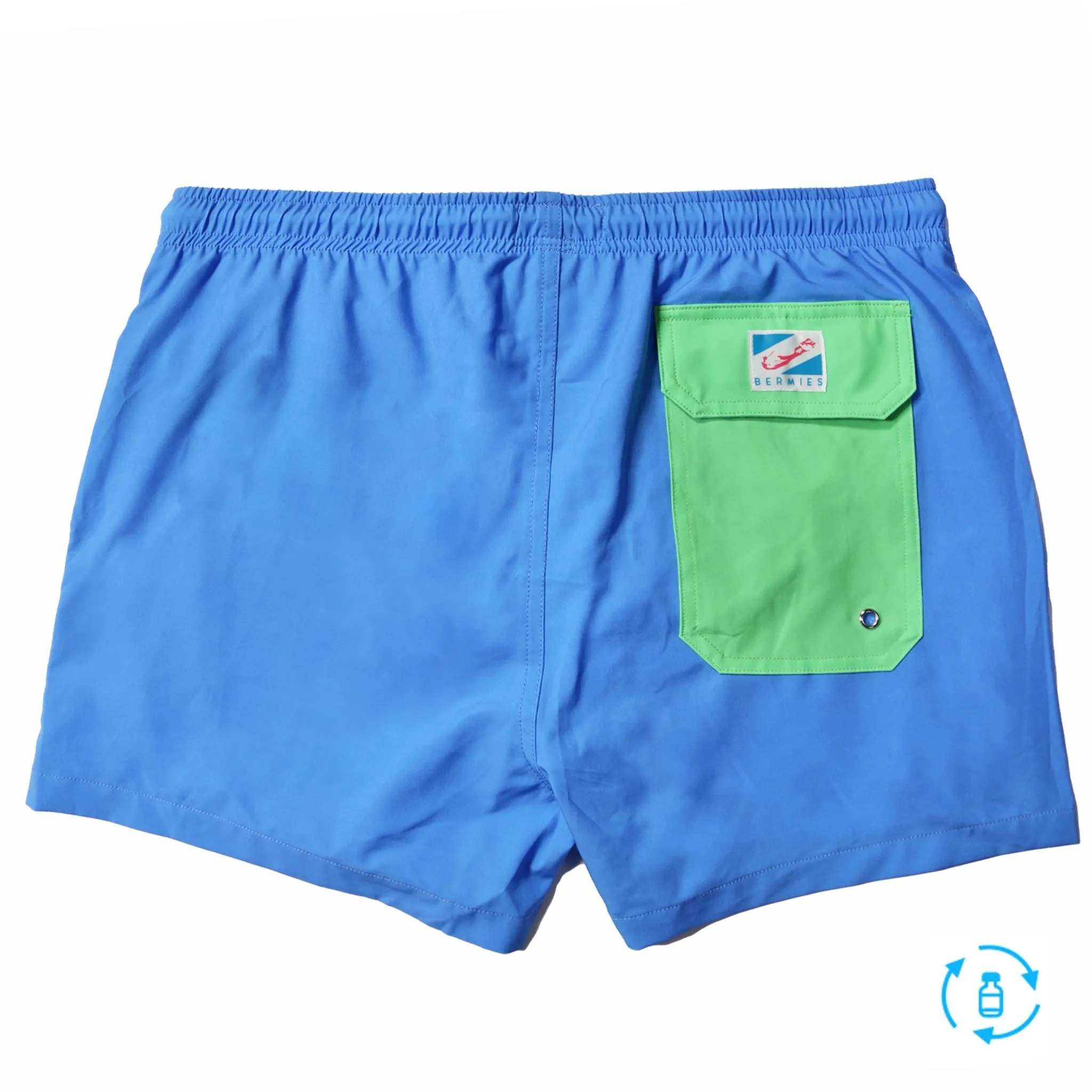 Blue Solid Green Pocket - 3.5" Swim Trunks sold by Bermies product image thumbnail 2