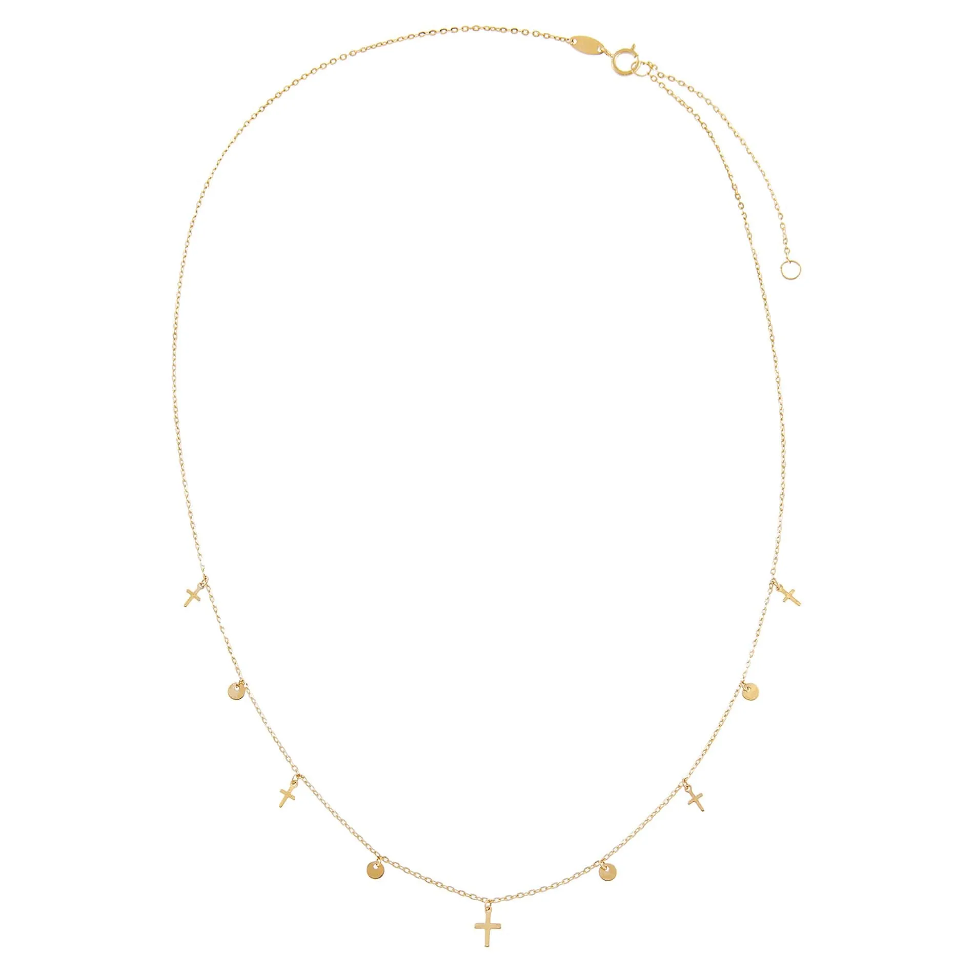 Tiny Cross X Disc Necklace 14K sold by Adina Eden's product image thumbnail 3