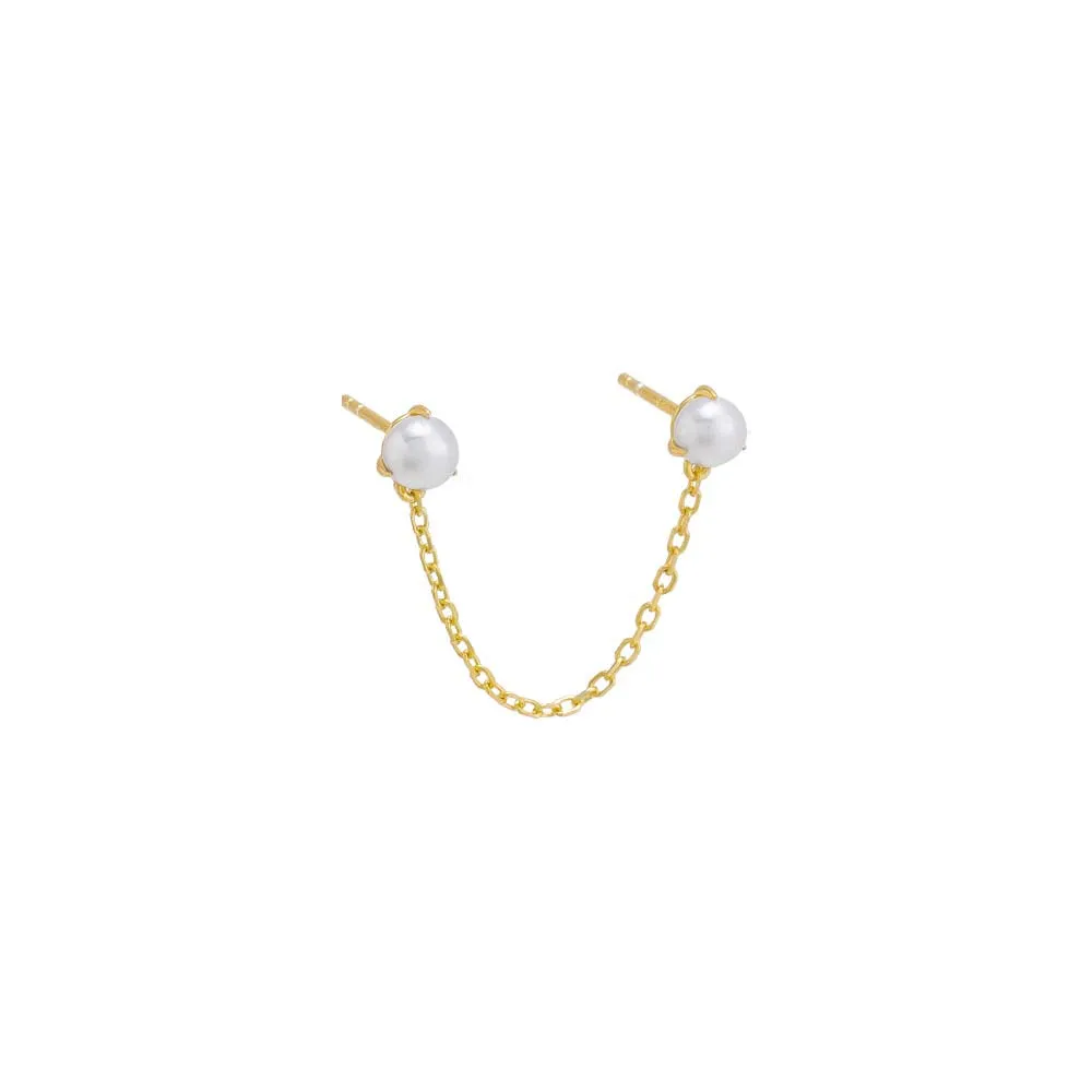 Double Pearl Chain Stud Earring sold by Adina Eden's