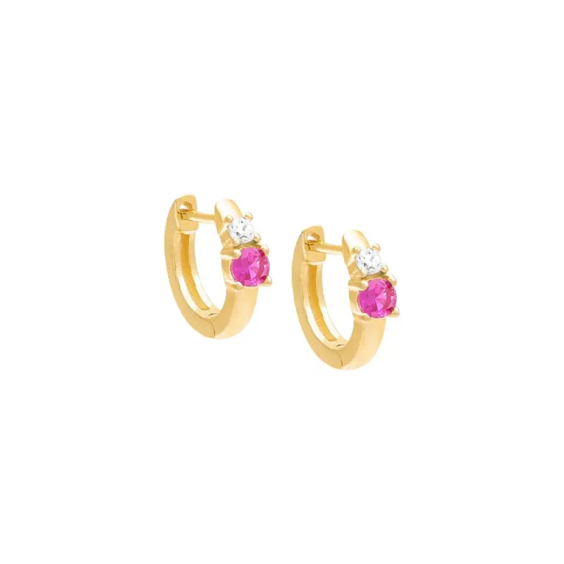 Pastel Double Solitaire Huggie Earring sold by Adina Eden's