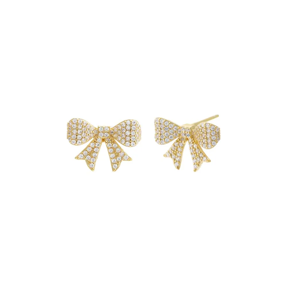 Mini Pave Bow Tie Stud Earring sold by Adina Eden's