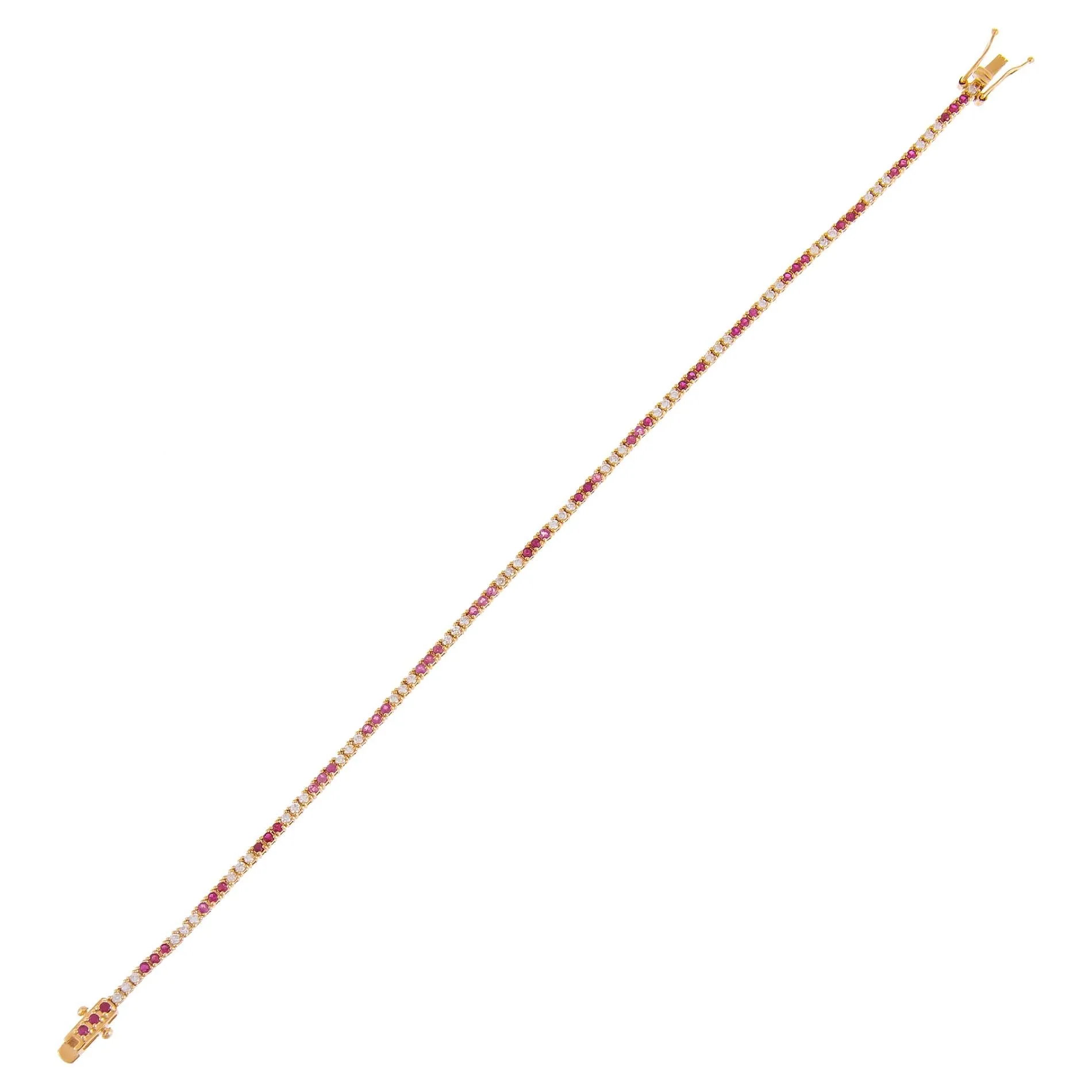 Diamond X Ruby Tennis Bracelet 14K sold by Adina Eden's