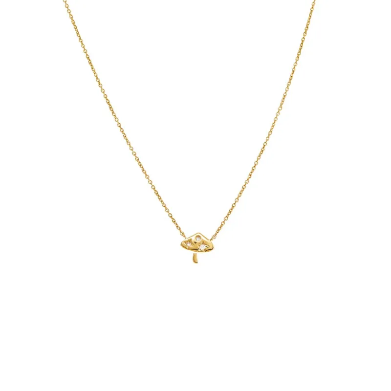 Scattered Diamond Mushroom Pendant Necklace 14K sold by Adina Eden's
