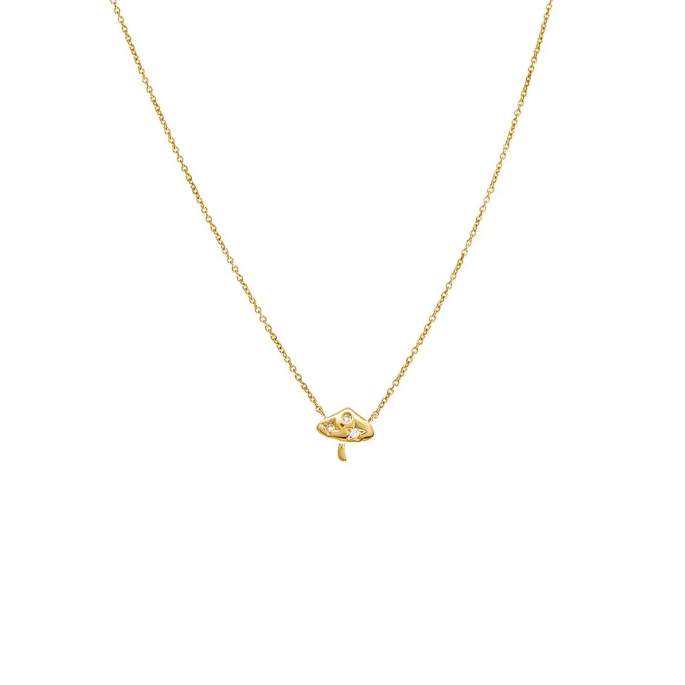 Scattered Diamond Mushroom Pendant Necklace 14K sold by Adina Eden's