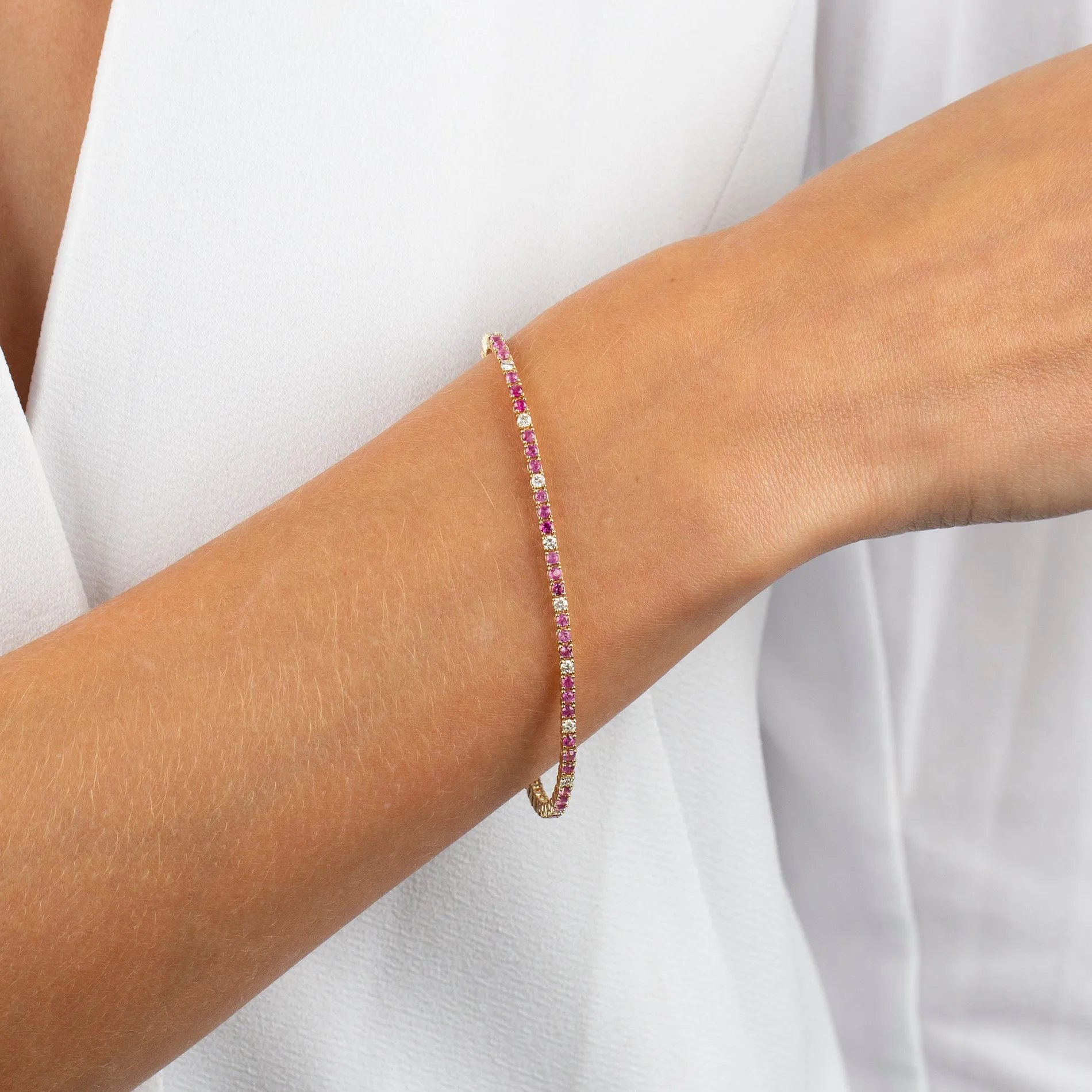 Diamond X Ruby Tennis Bracelet 14K sold by Adina Eden's product image thumbnail 2