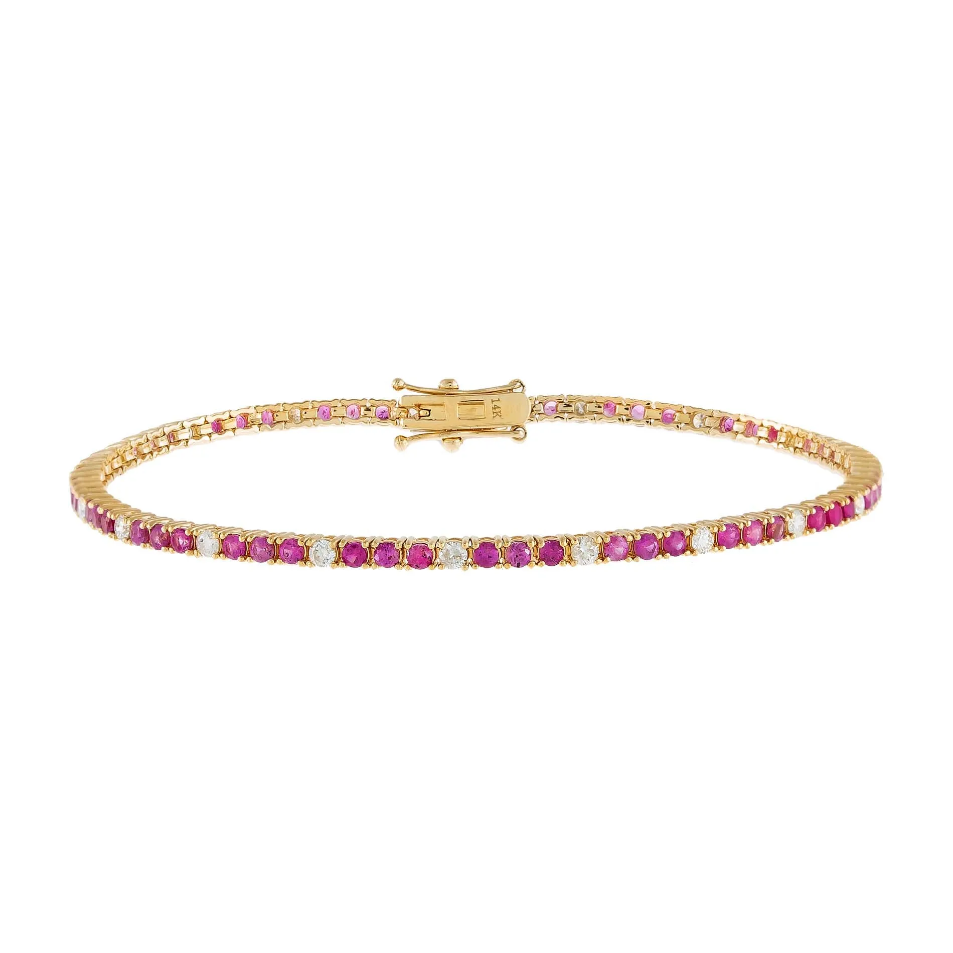 Diamond X Ruby Tennis Bracelet 14K sold by Adina Eden's product image thumbnail 3