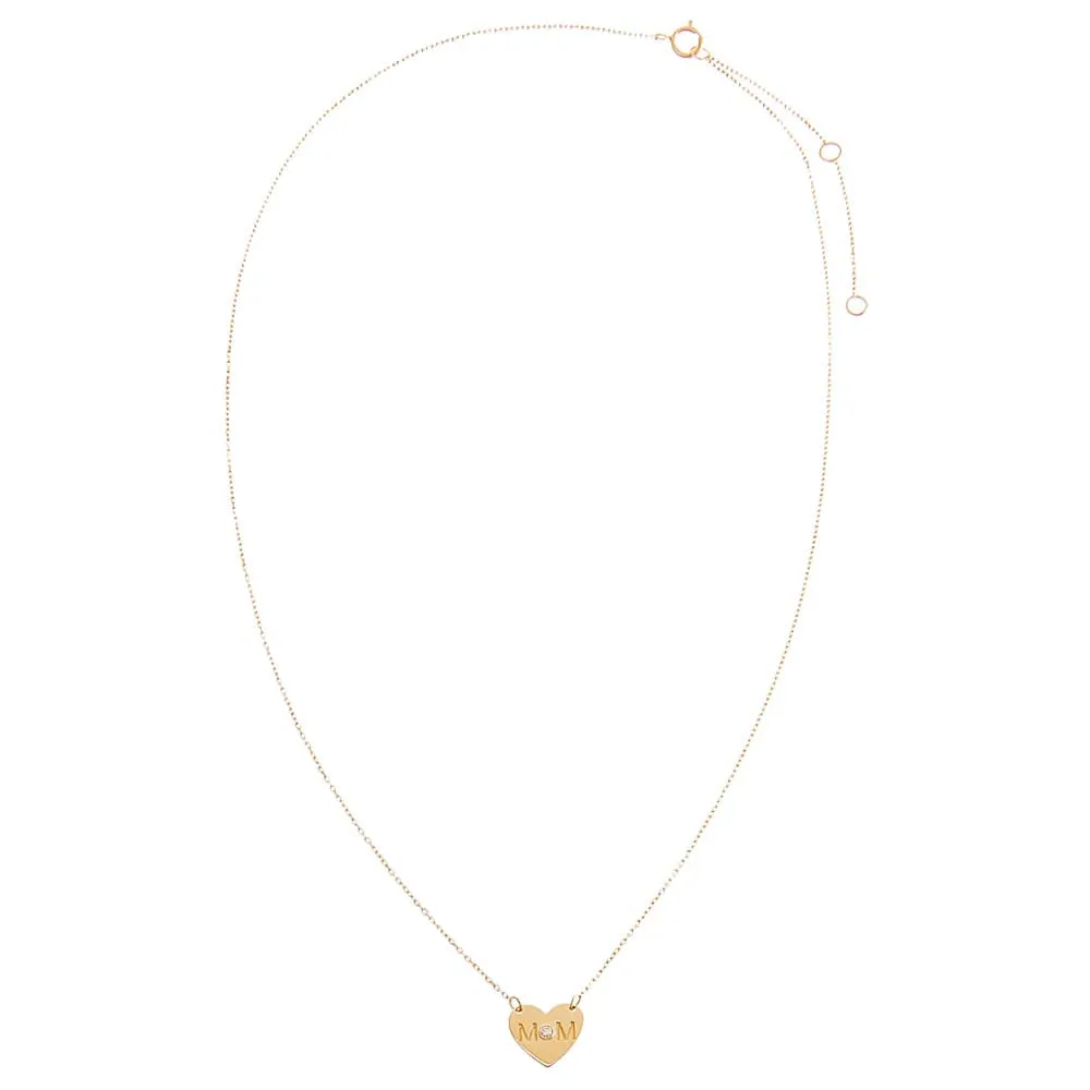 Tiny Diamond Mom Heart Necklace 14K sold by Adina Eden's product image thumbnail 3