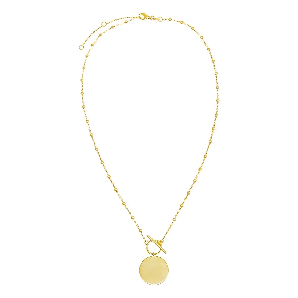 Solid Coin Ball Chain Toggle Necklace sold by Adina Eden's product image thumbnail 3