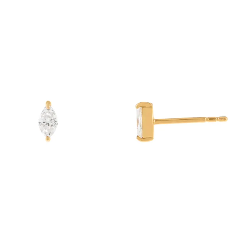 Marquise Diamond Stud Earring 14K sold by Adina Eden's