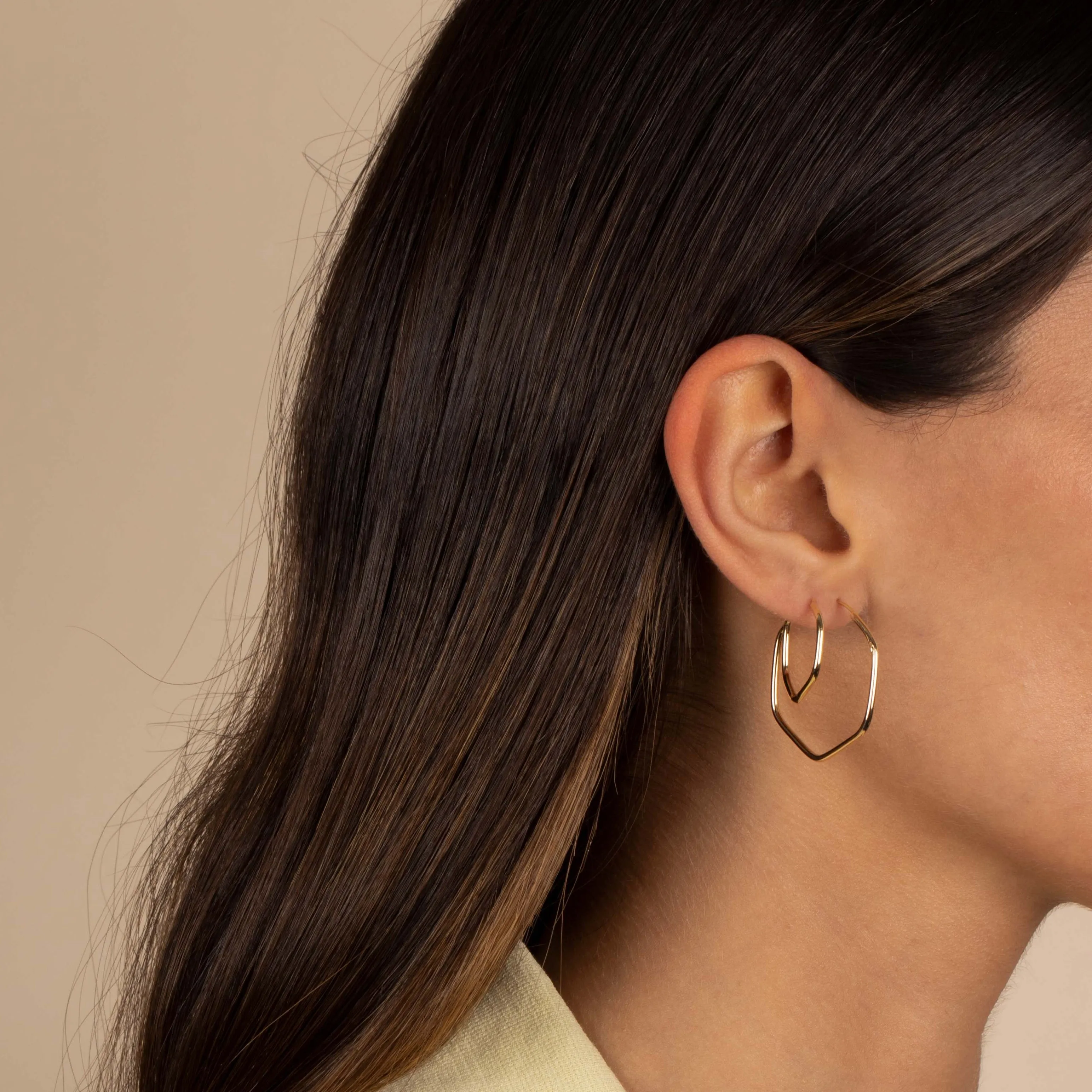 Solid Endless Octagon Shape Hoop Earring 14K sold by Adina Eden's product image thumbnail 2