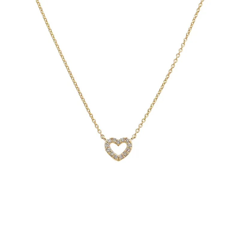 Diamond Pave Mini Cutout Heart Necklace 14K sold by Adina Eden's