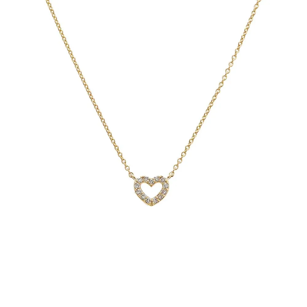 Diamond Pave Mini Cutout Heart Necklace 14K sold by Adina Eden's